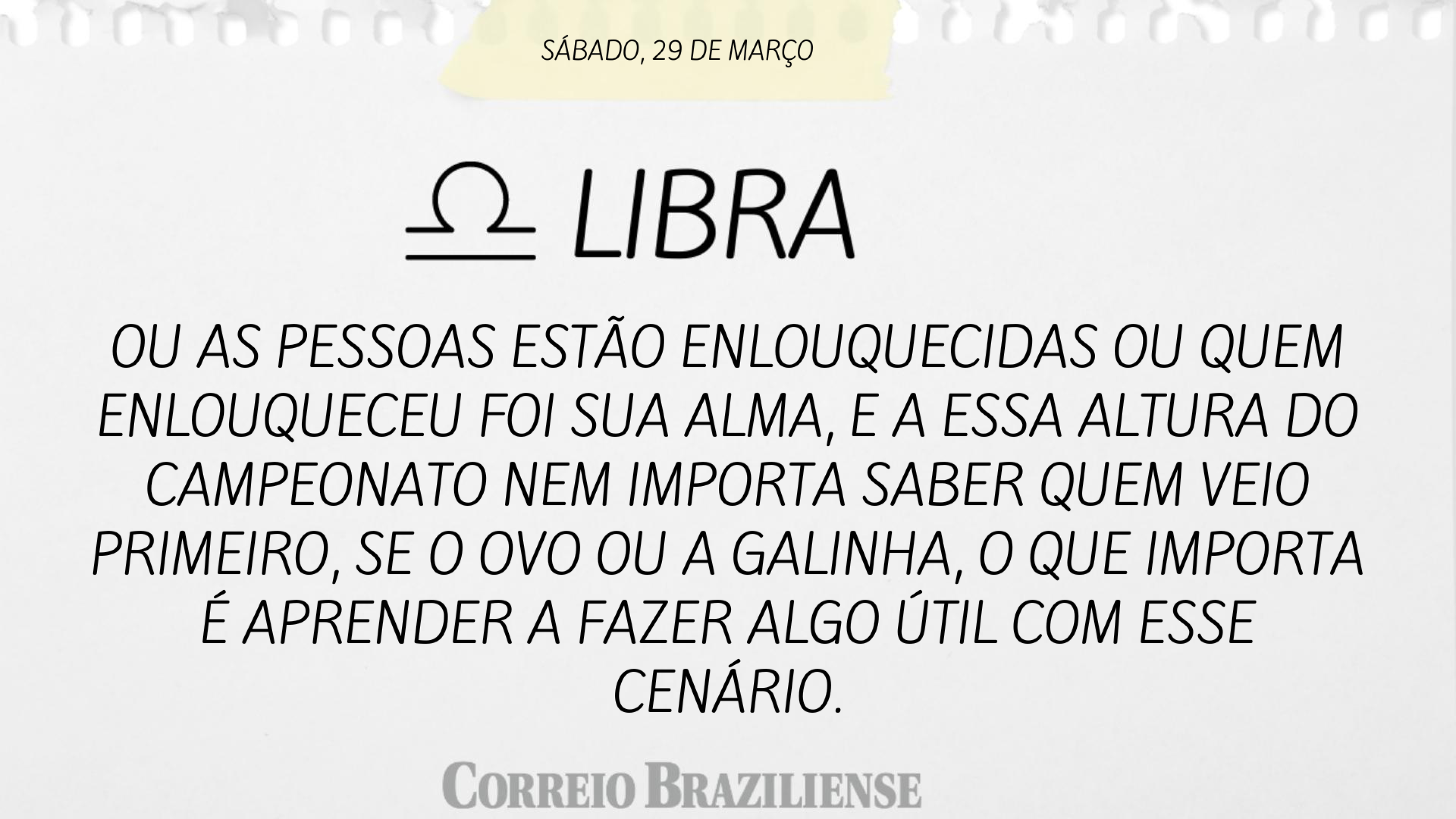 Libra | 29 de mar&ccedil;o