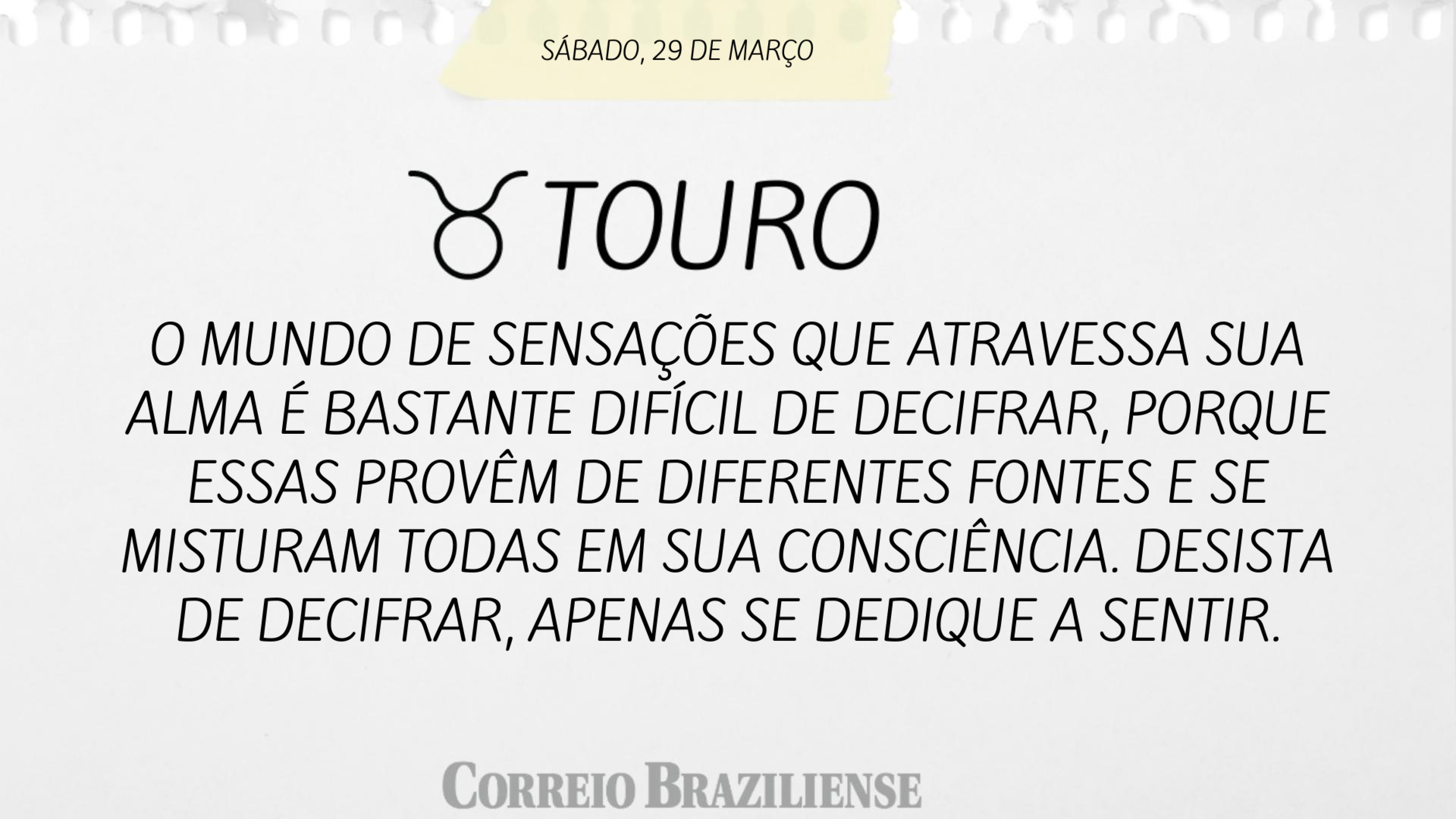 Touro | 29 de mar&ccedil;o