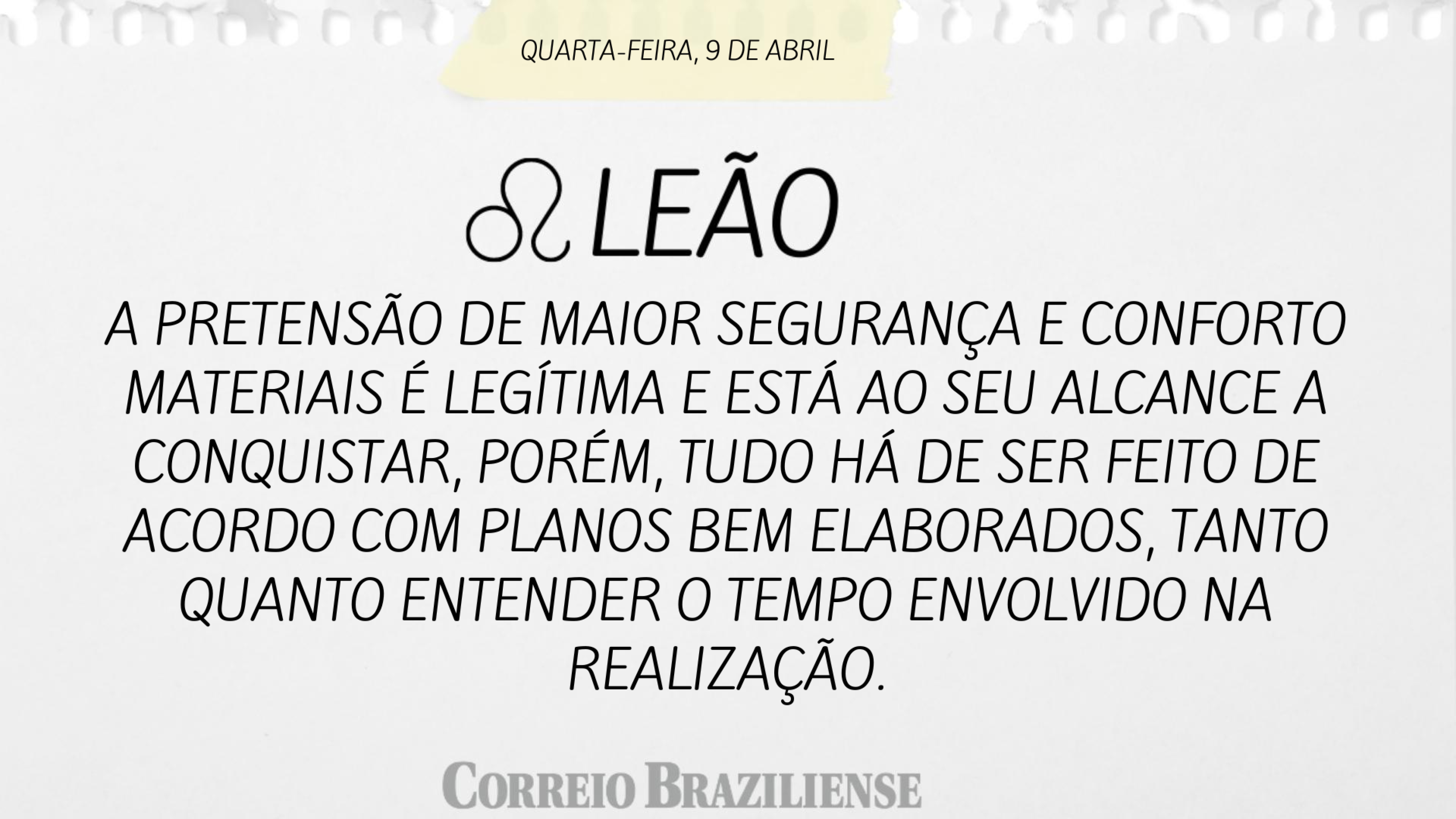 LEÃO | 9 DE ABRIL