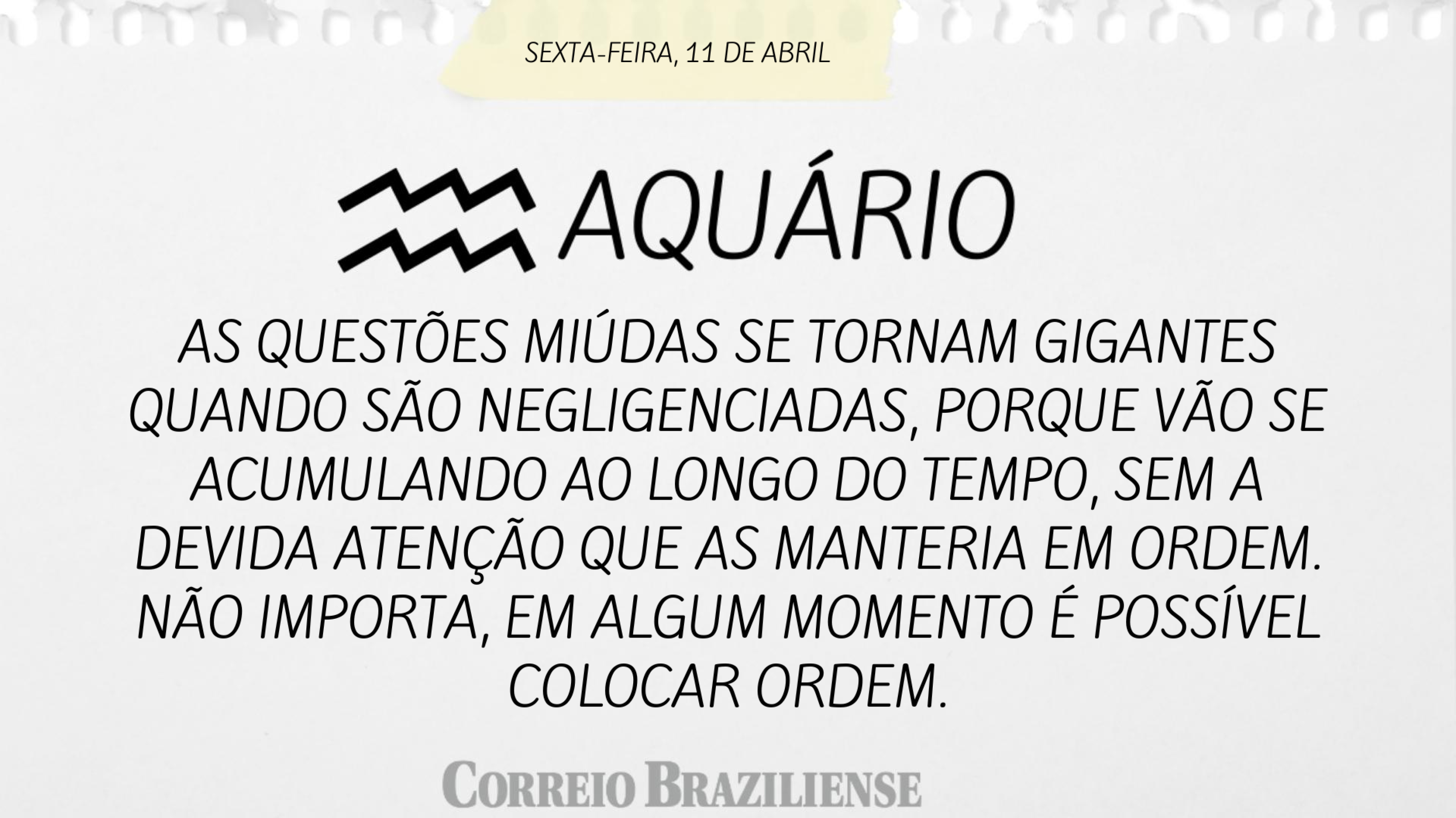 AQU&Aacute;RIO | 11 DE ABRIL