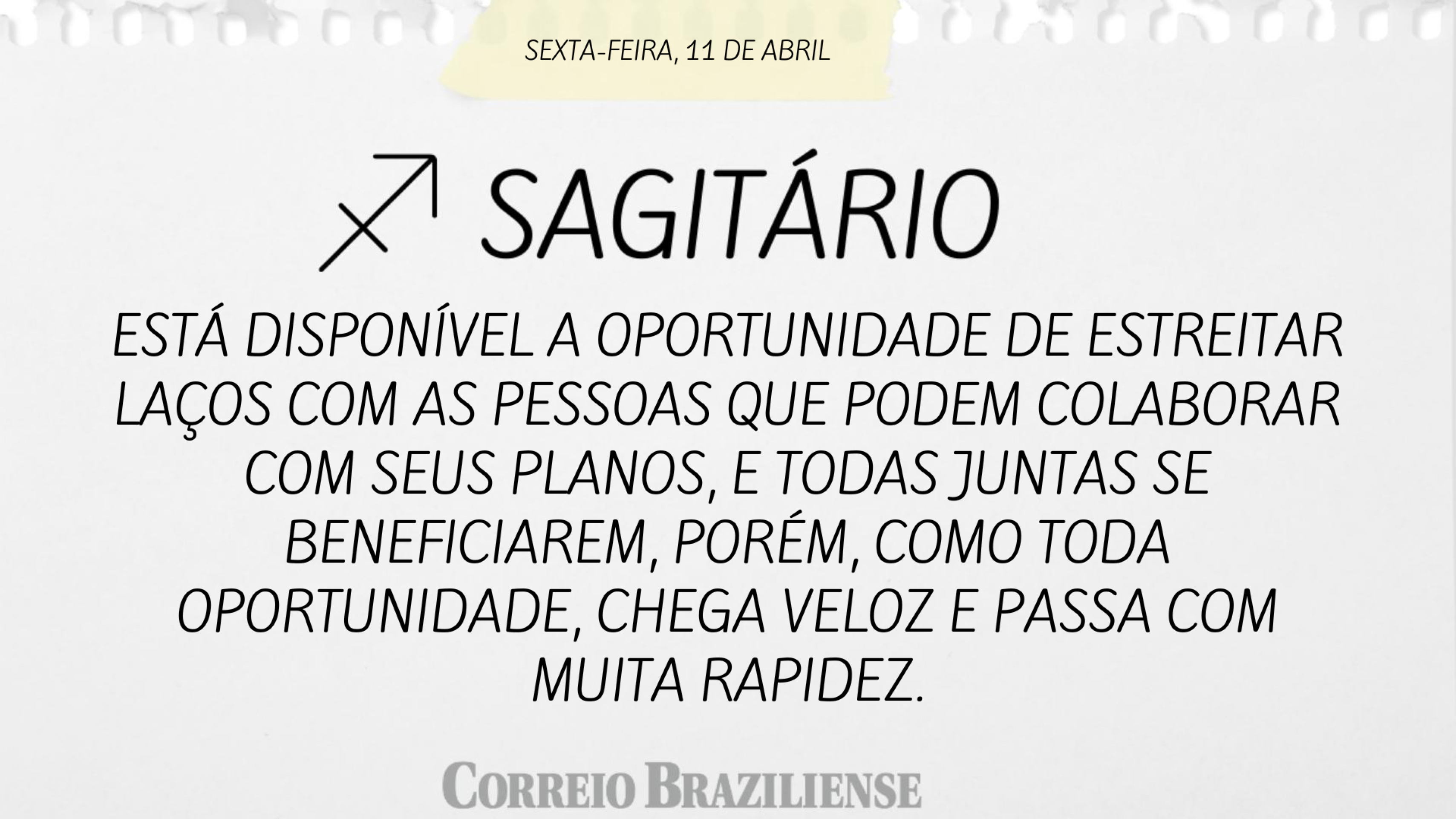 SAGIT&Aacute;RIO | 11 DE ABRIL