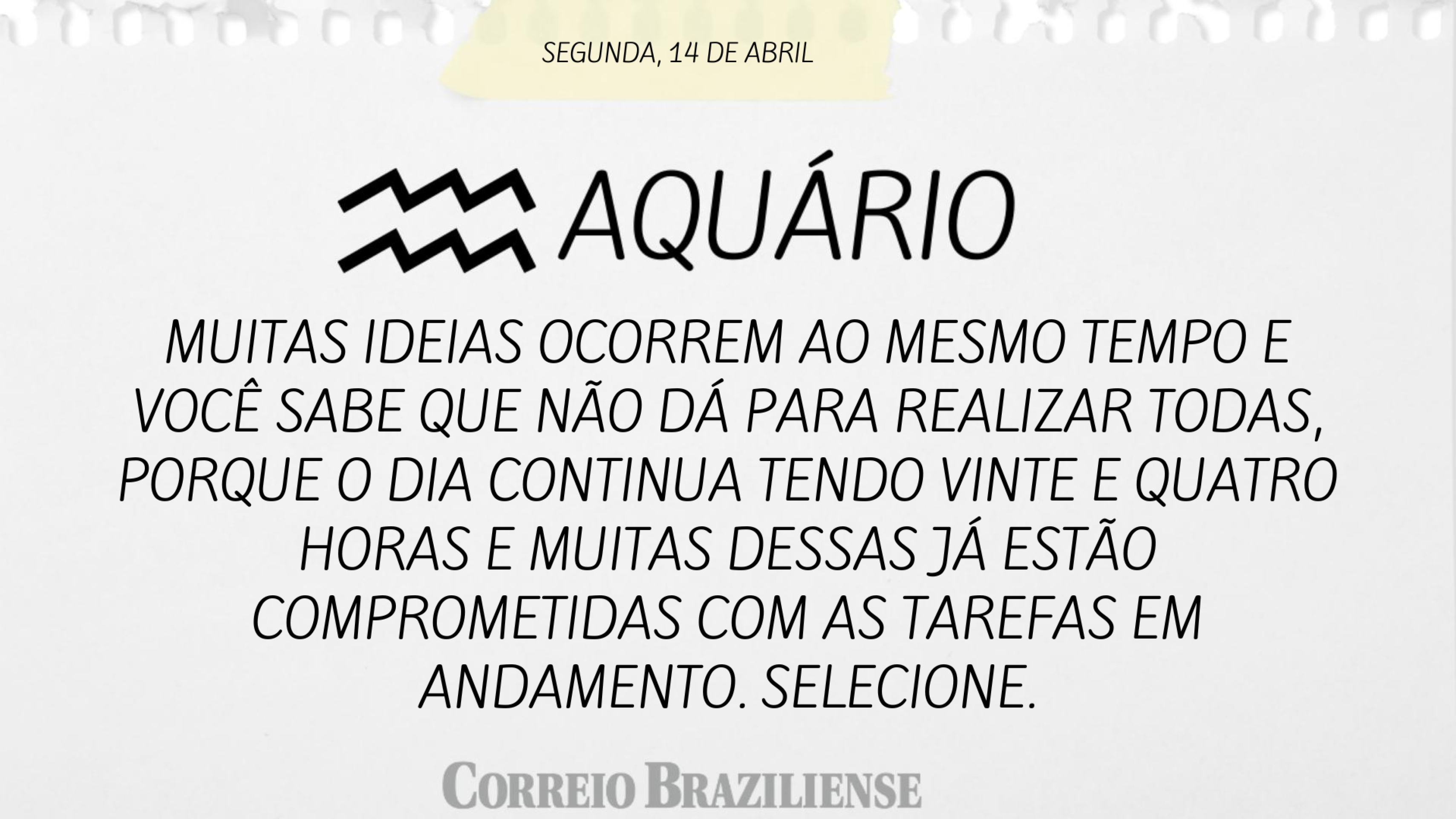 AQUÁRIO | 14 DE ABRIL
