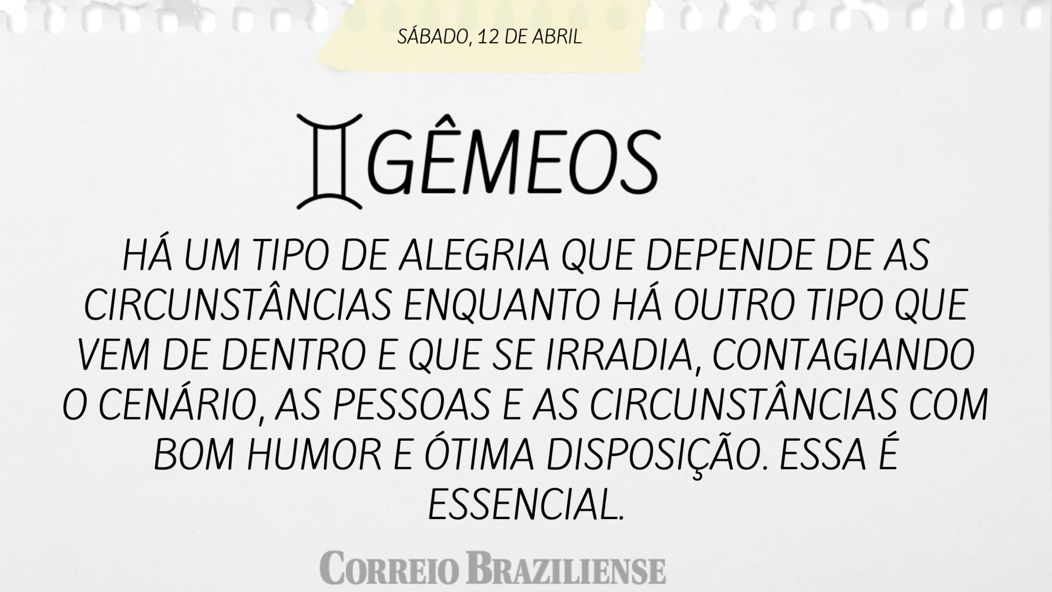 GÊMEOS | 12 DE ABRIL