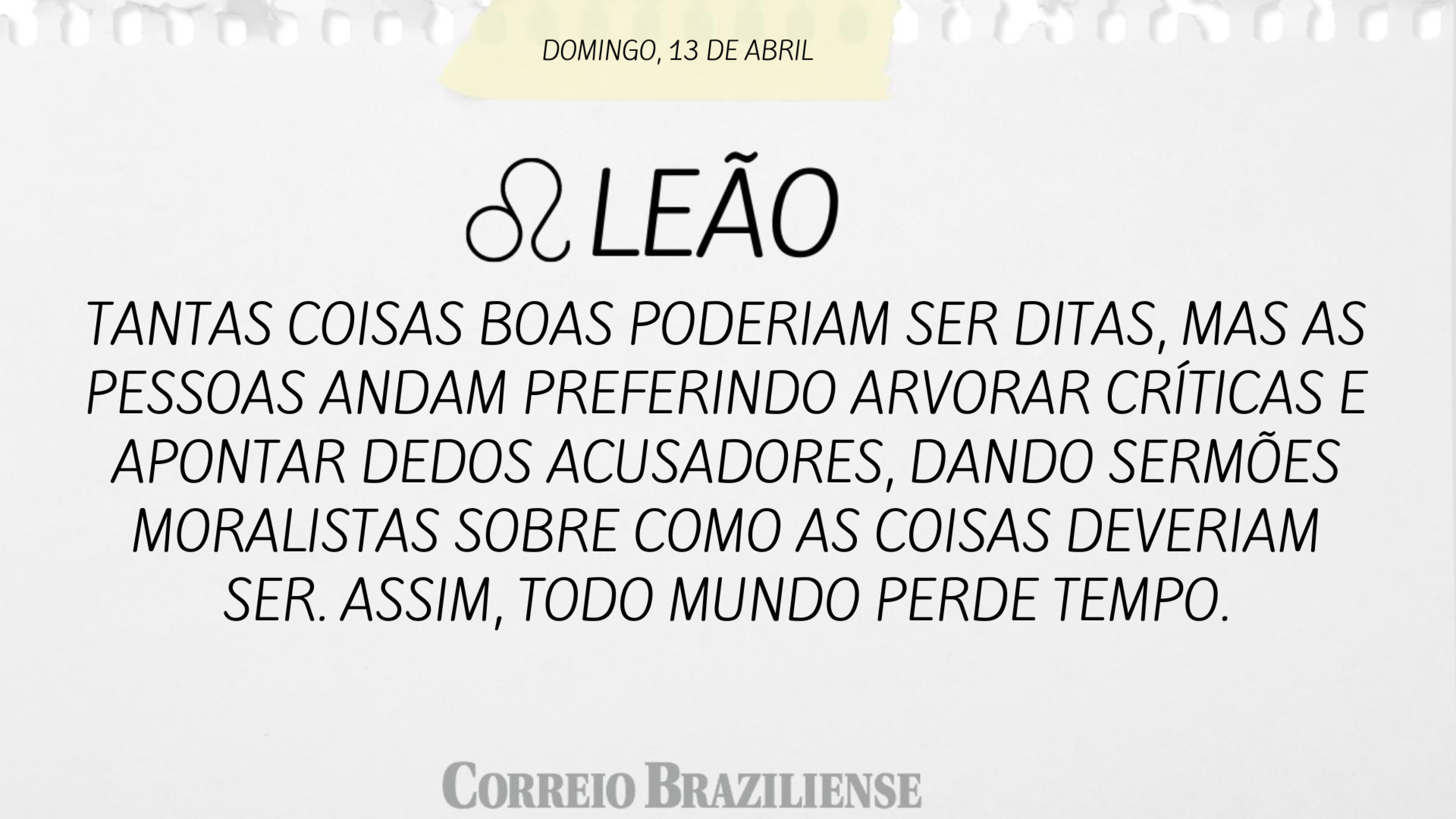 LEÃO | 13 DE ABRIL