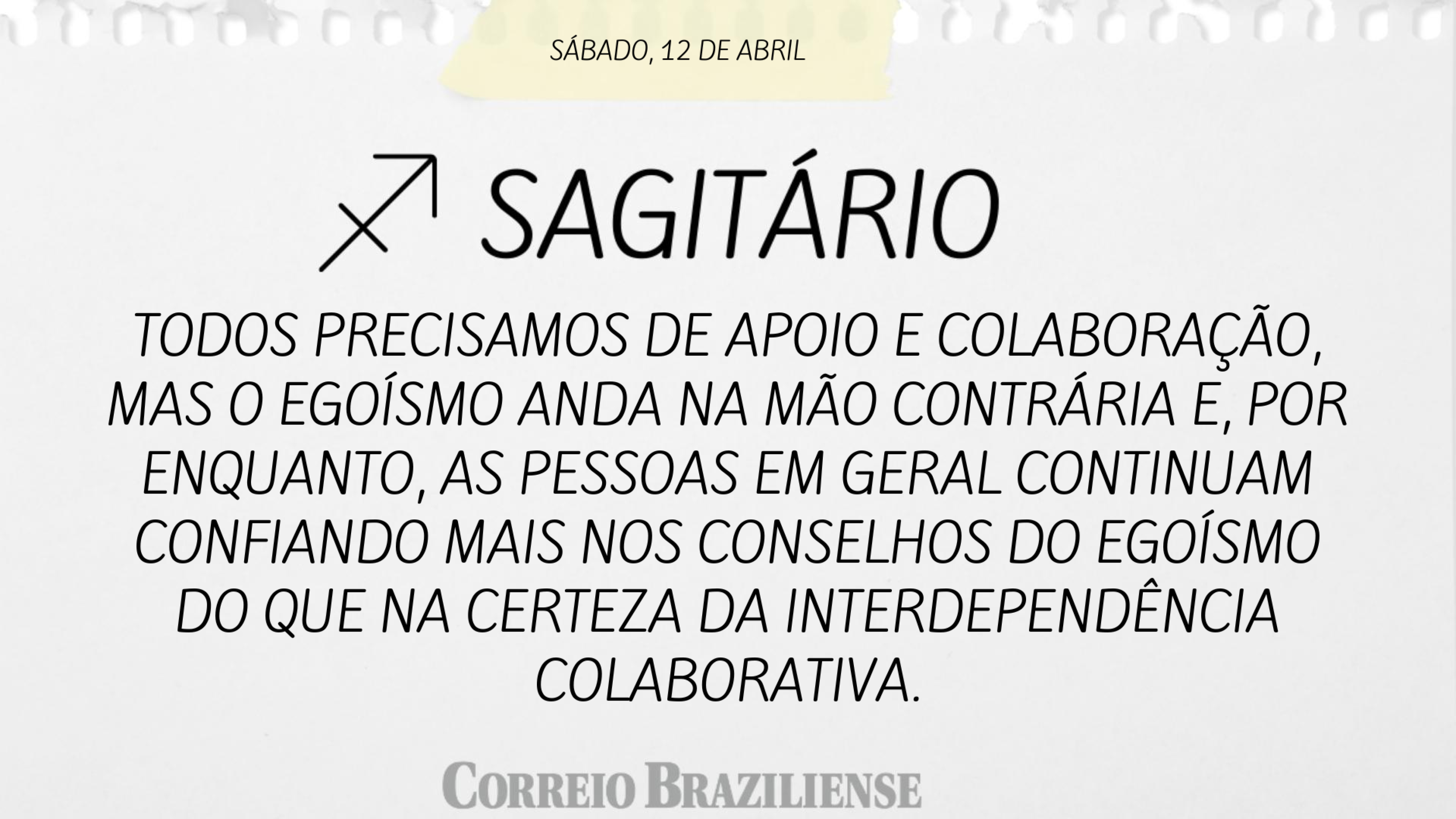 SAGITÁRIO | 12 DE ABRIL