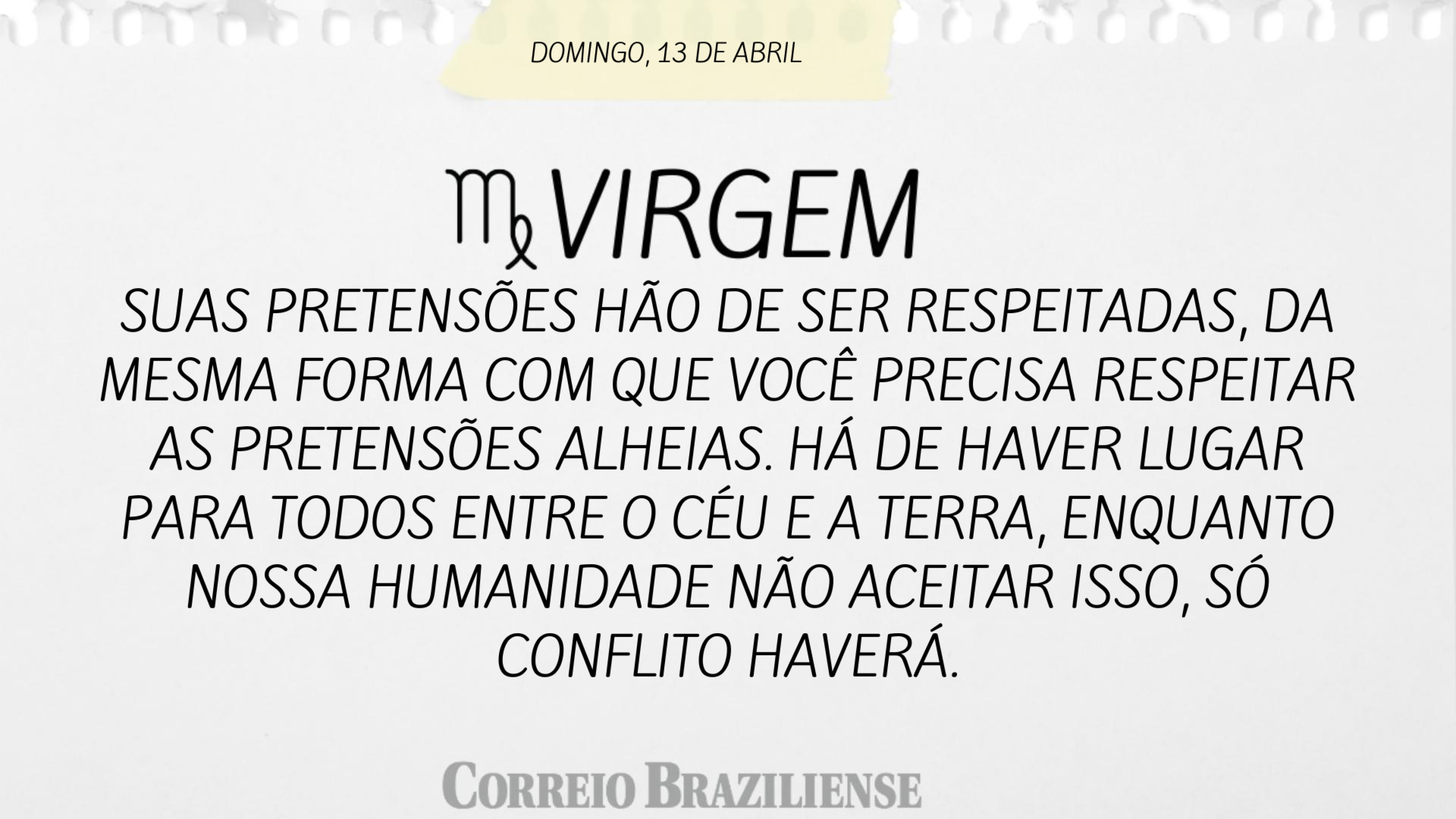 VIRGEM | 13 DE ABRIL