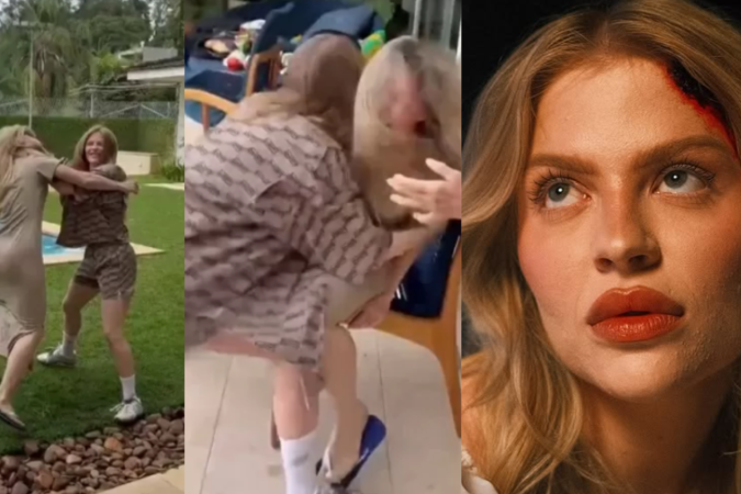 Luísa Sonza arremessa a tia no chão em evento de Páscoa da família Luísa Sonza arremessa a tia no chão em evento de Páscoa da família