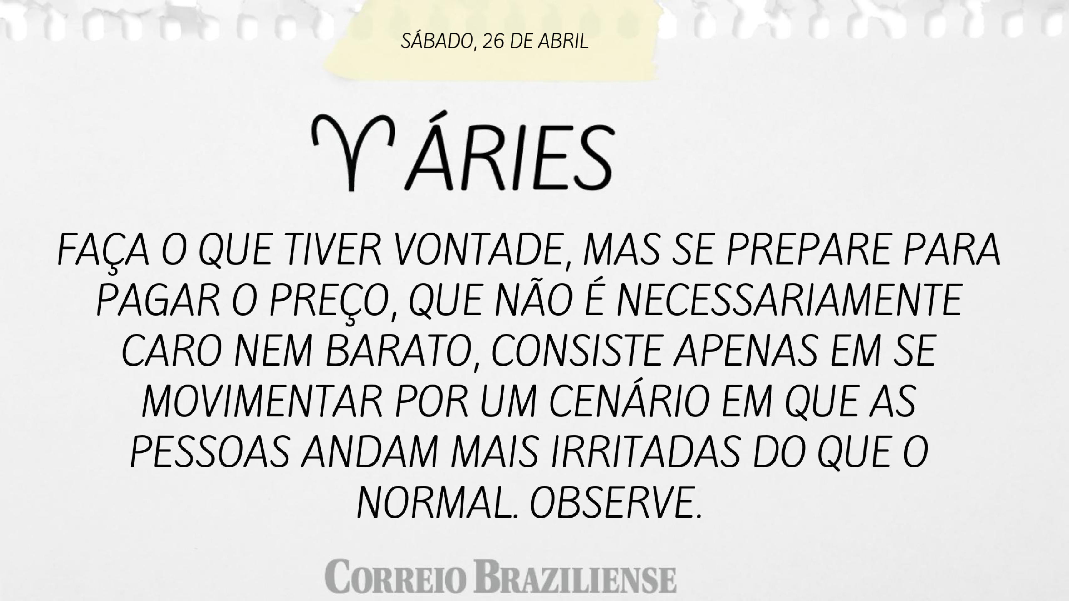 ÁRIES  | 26 DE ABRIL DE 2025