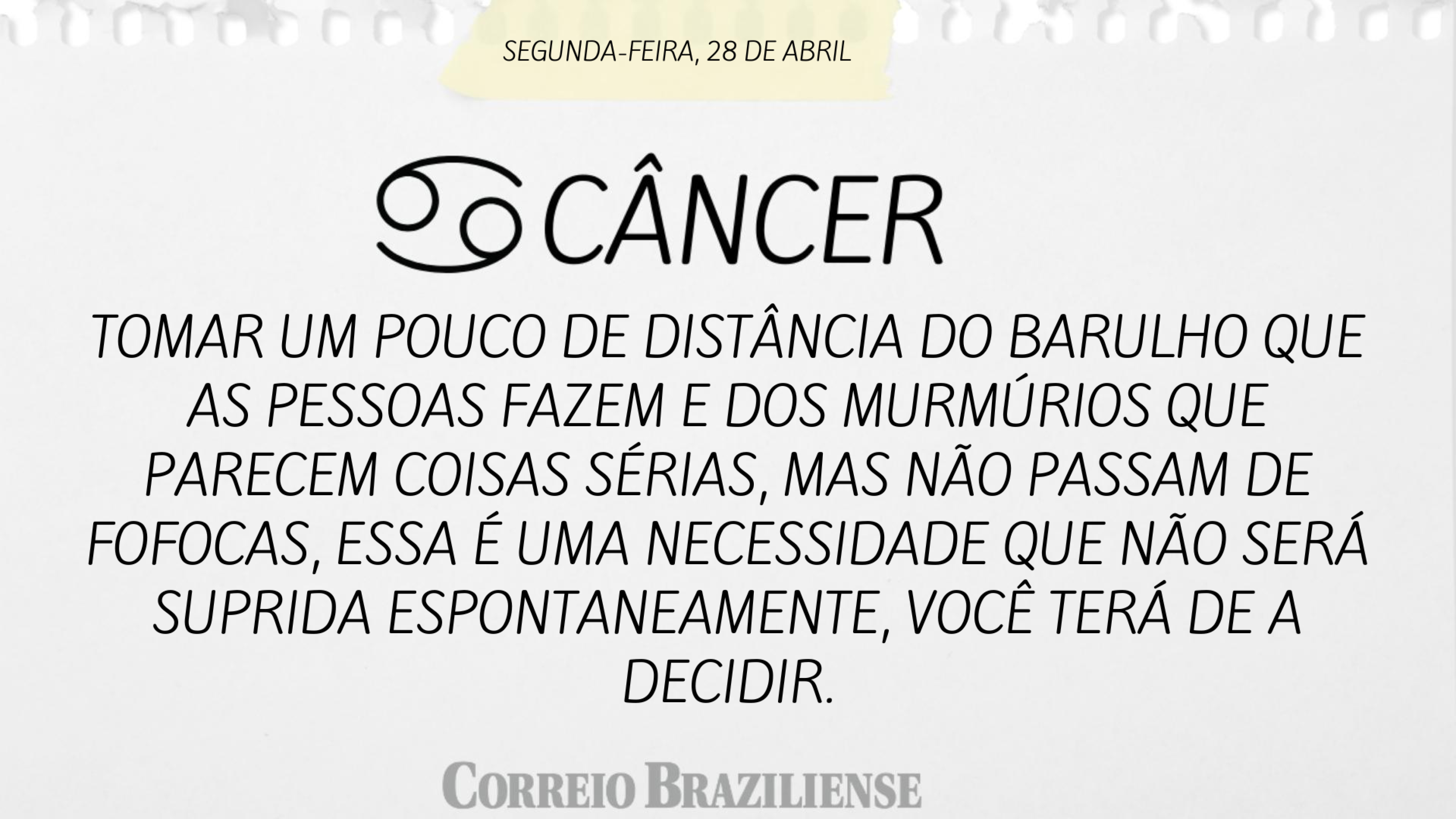CÂNCER | 28 DE ABRIL DE 2025
