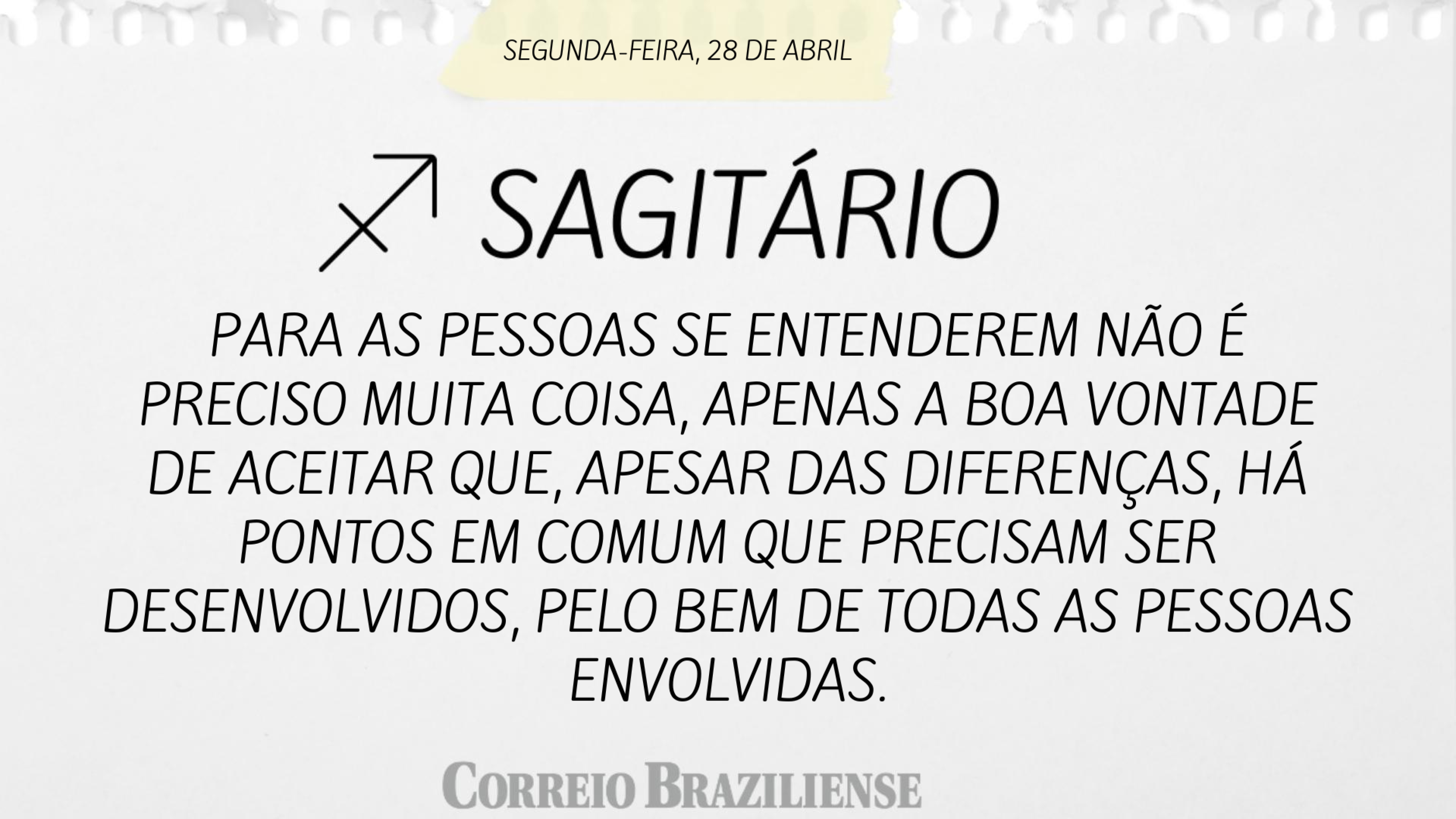 SAGITÁRIO  | 28 DE ABRIL DE 2025
