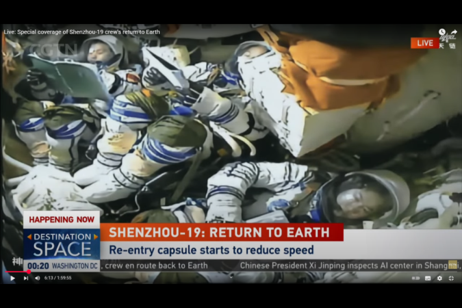 Três astronautas chineses concluíram, nesta quarta-feira (30), uma missão de seis meses a bordo da estação espacial Tiangong. O retorno bem-sucedido da tripulação Shenzhou-19