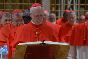 Cardeal Dom Odilo Scherer presta juramento na Capela Sistina: três brasileiros tiveram os smartwatches recolhidos pela segurança do Vaticano -  (crédito: Vatican News/Reprodução)