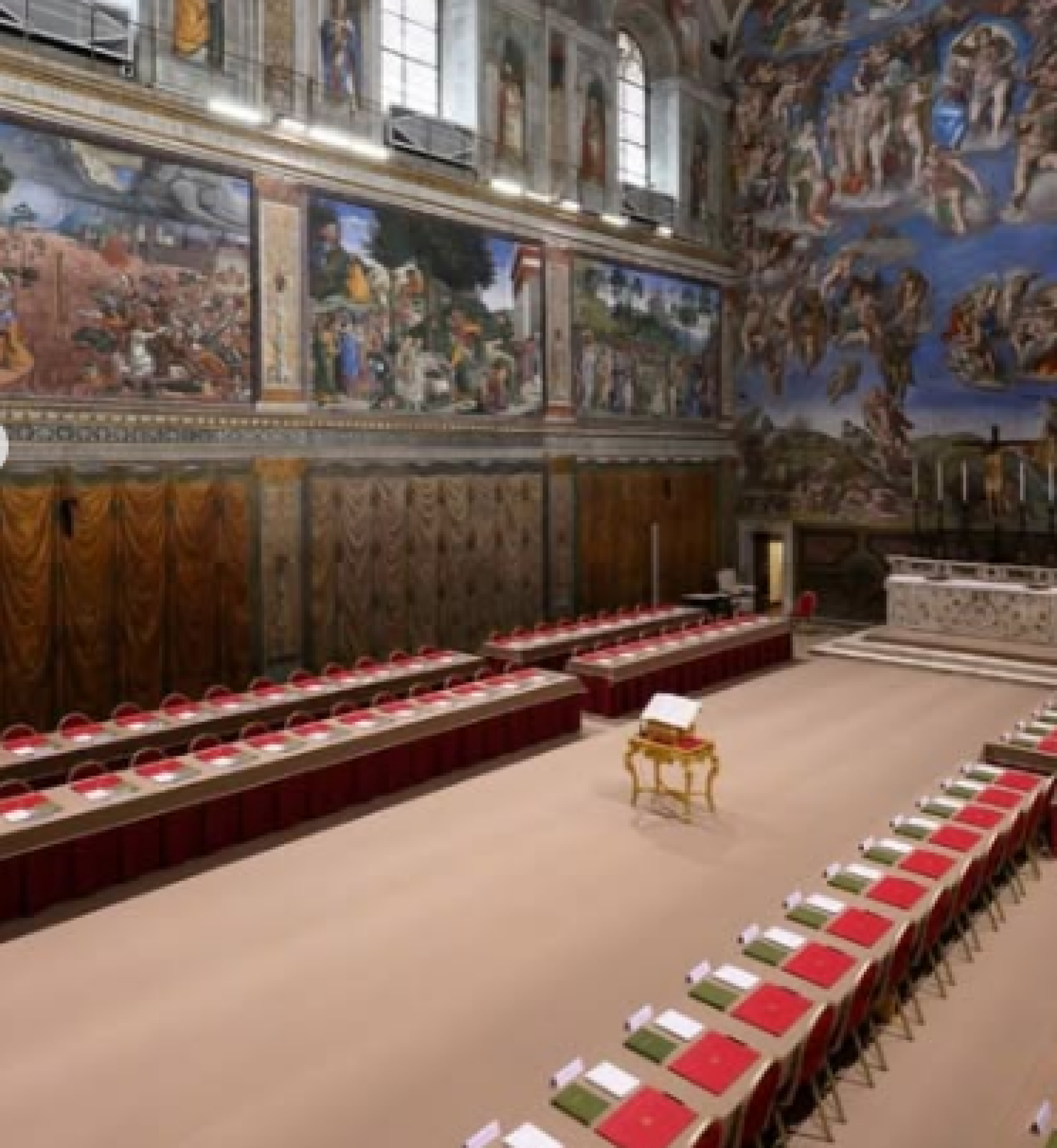 Capela Sistina preparada para o conclave 