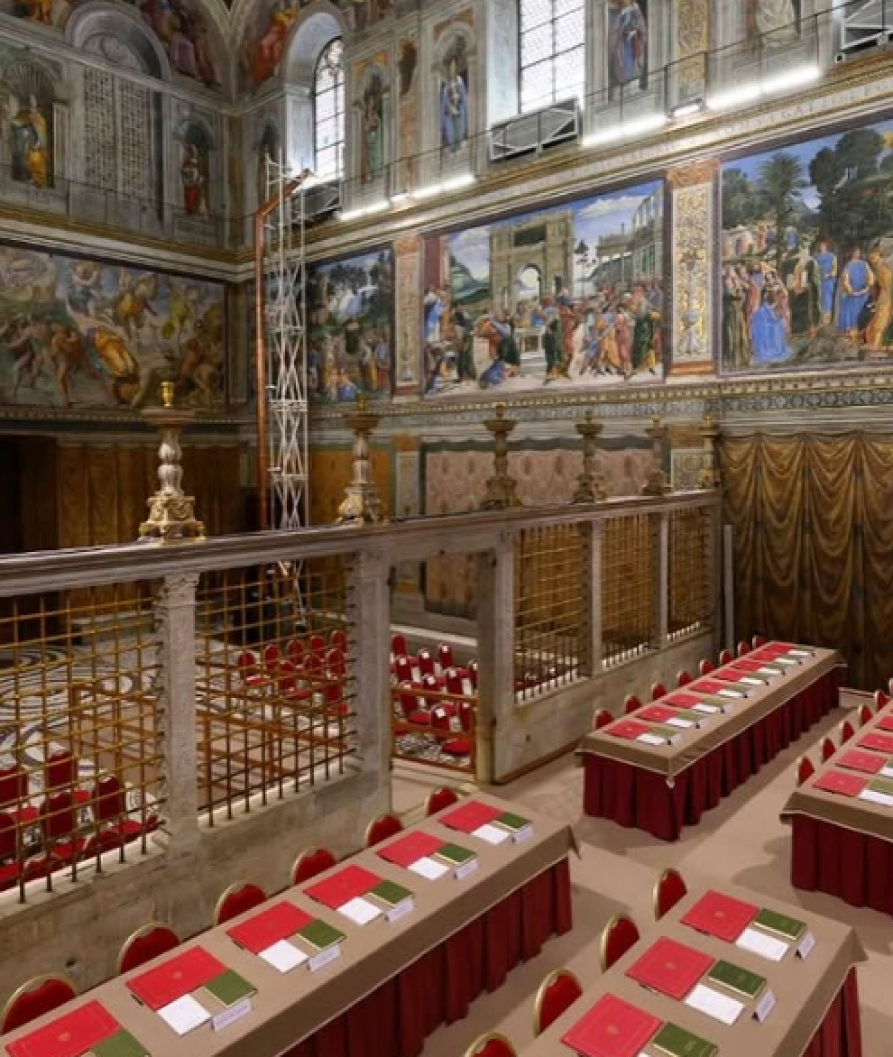 Capela Sistina preparada para o conclave 