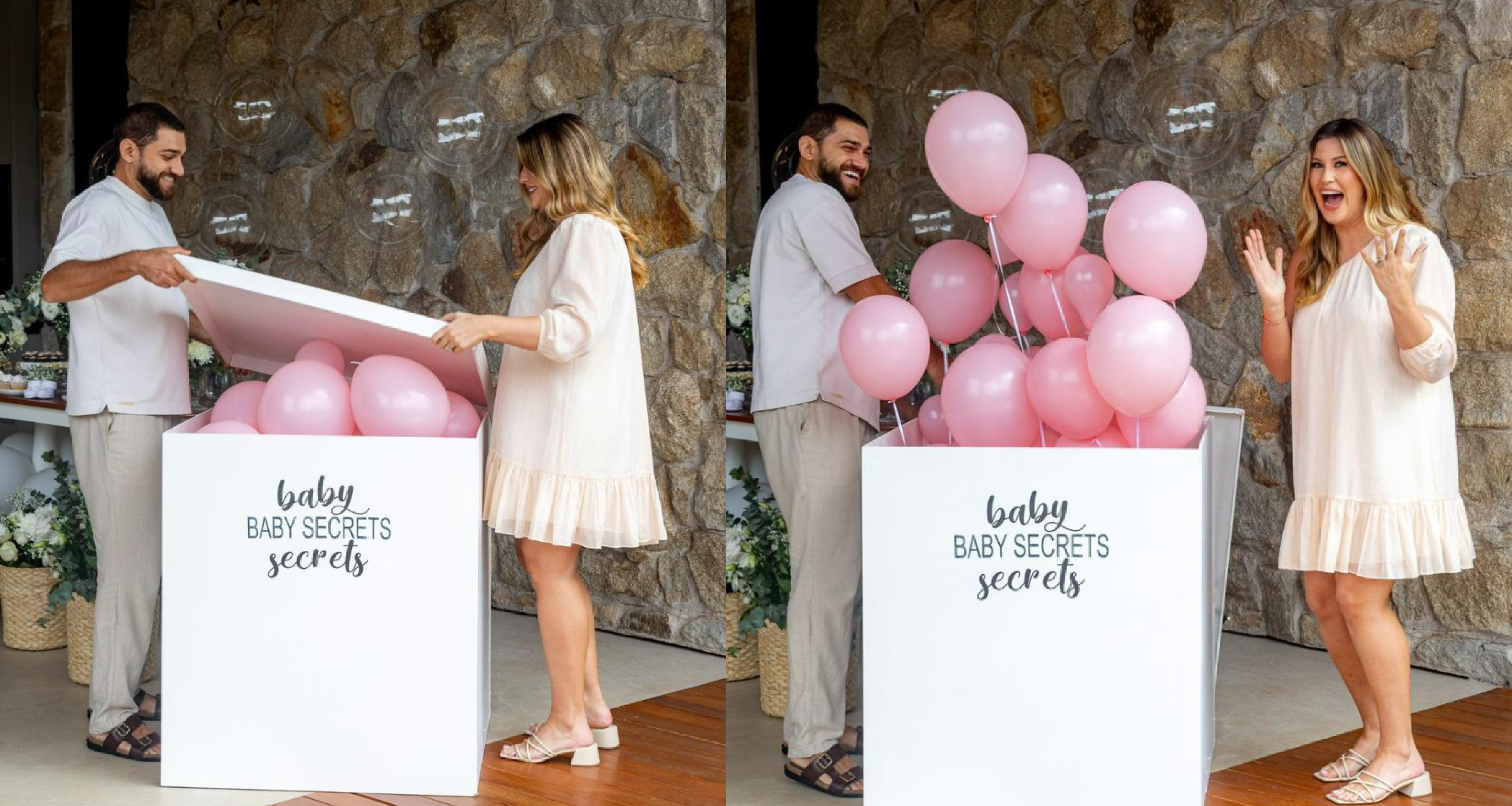 Niina Secrets celebra chá revelação em casa com almoço especial de Dia das Mães