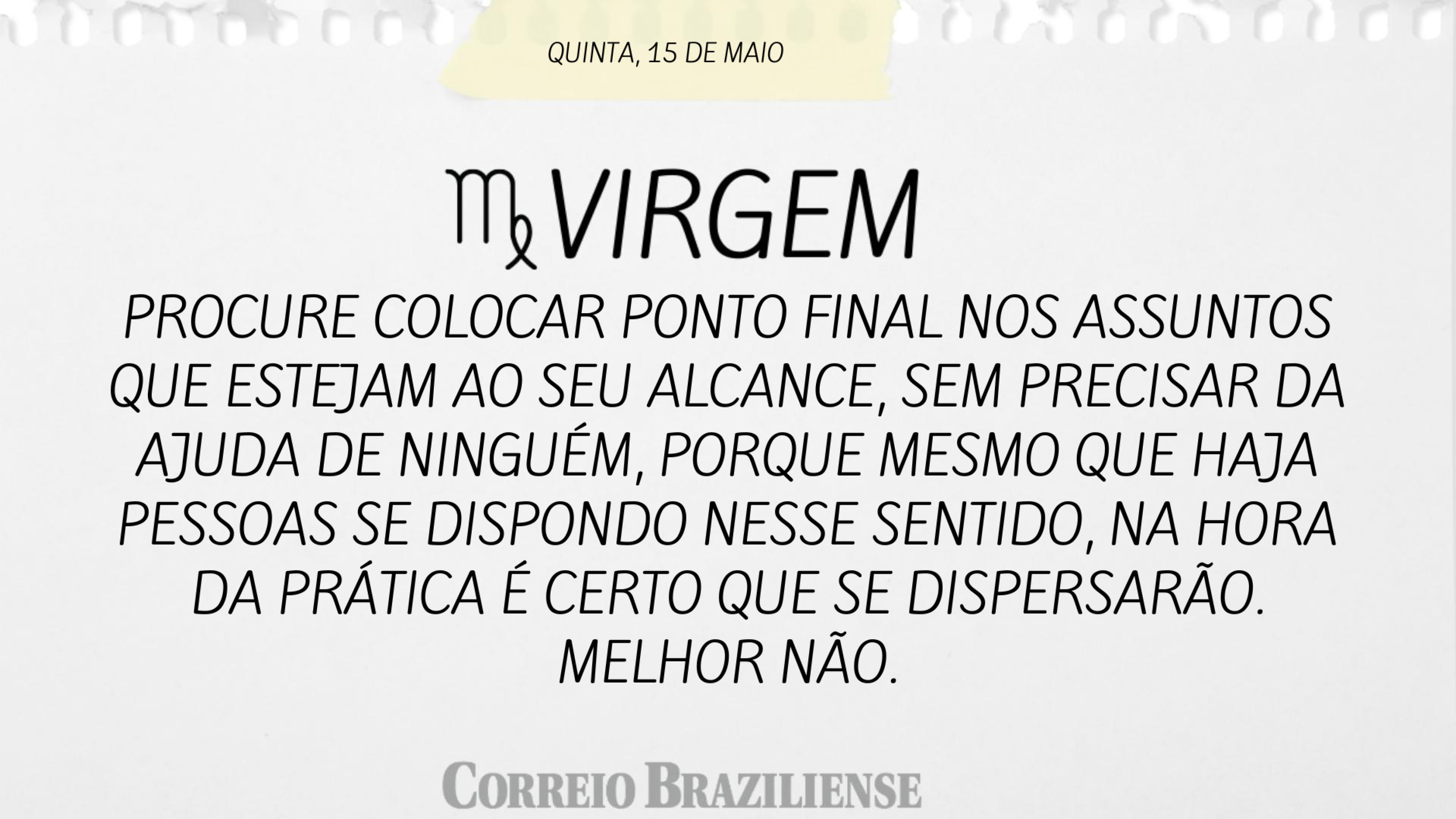 VIRGEM | 15 de maio