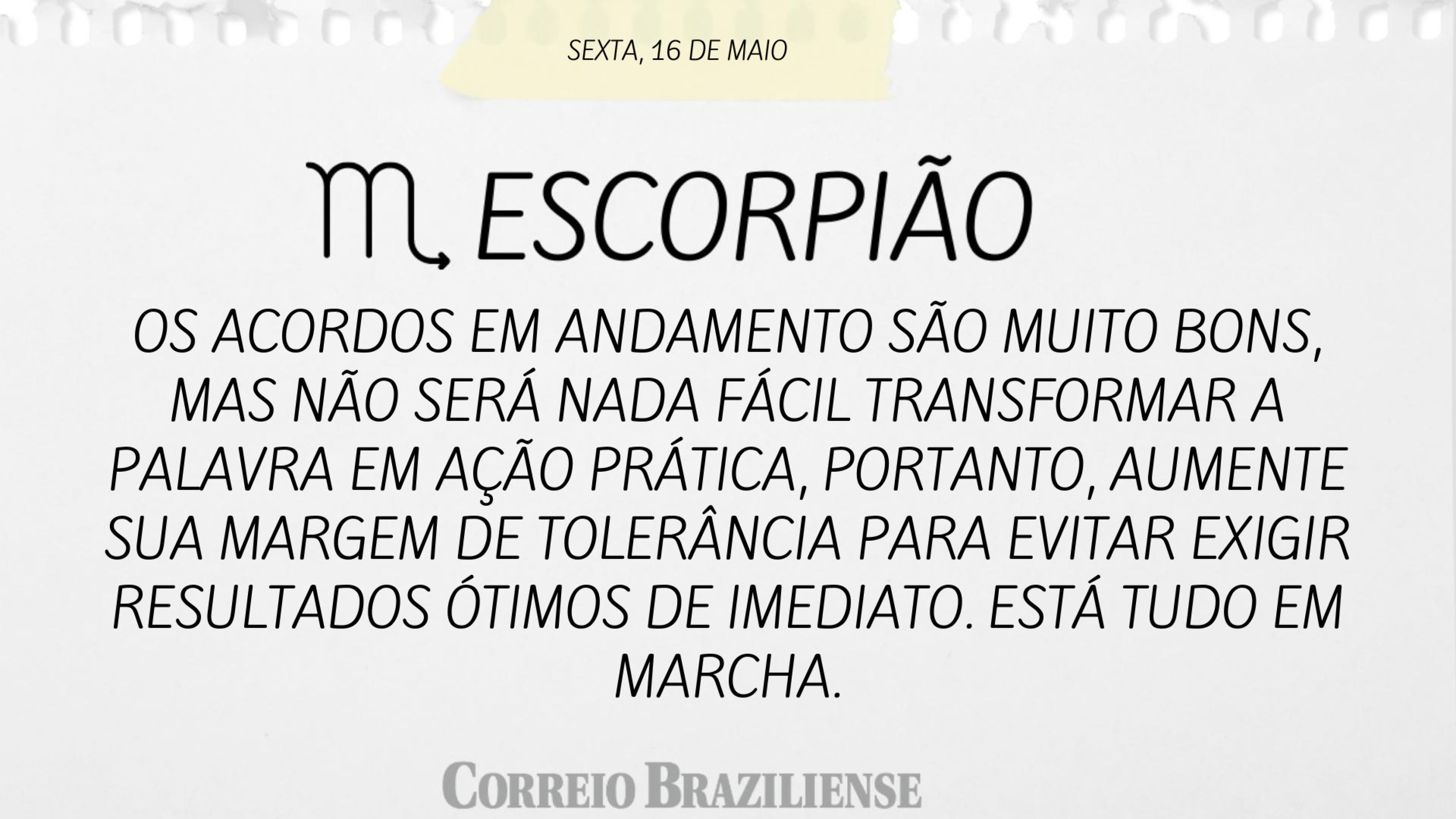 ESCORPI&Atilde;O | 16 de maio 