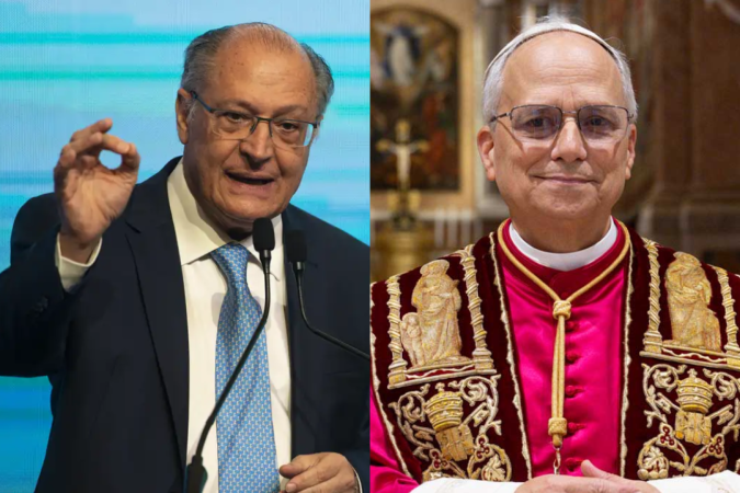 Em viagem ao Vaticano, Alckmin presenteia Papa Leão XIV com camisa do Santos
- (crédito: Marcelo Camargo/Agência Brasil e Divulgação/Vaticano) Em viagem ao Vaticano, Alckmin presenteia Papa Leão XIV com camisa do Santos
- (crédito: Marcelo Camargo/Agência Brasil e Divulgação/Vaticano)