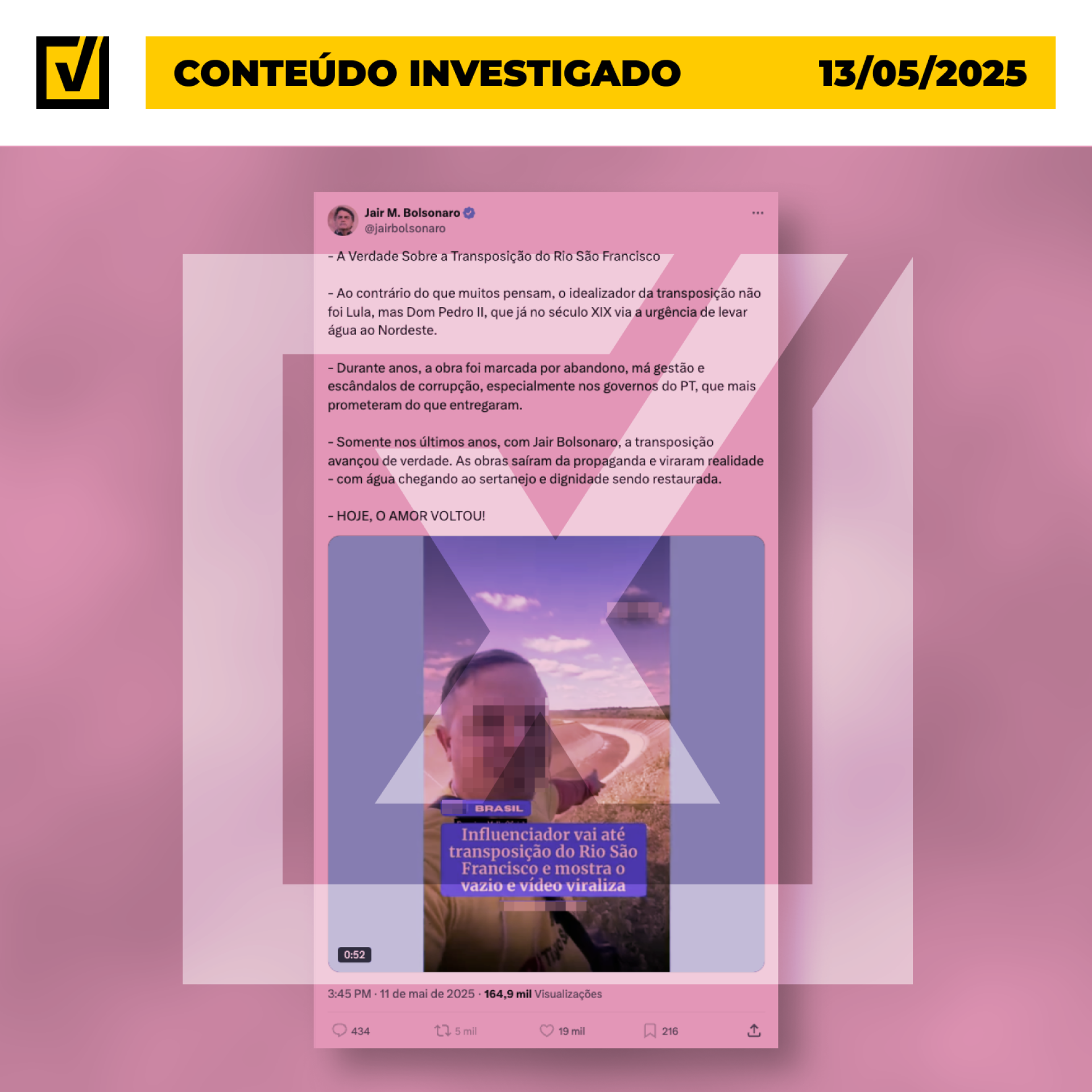 Trecho da Transposição no Ceará está seco por falta de demanda e não foi abandonado como afirmam postagens