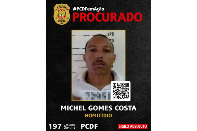 Autor é procurado pela polícia - (crédito: PCDF/Divulgação) Autor é procurado pela polícia - (crédito: PCDF/Divulgação)