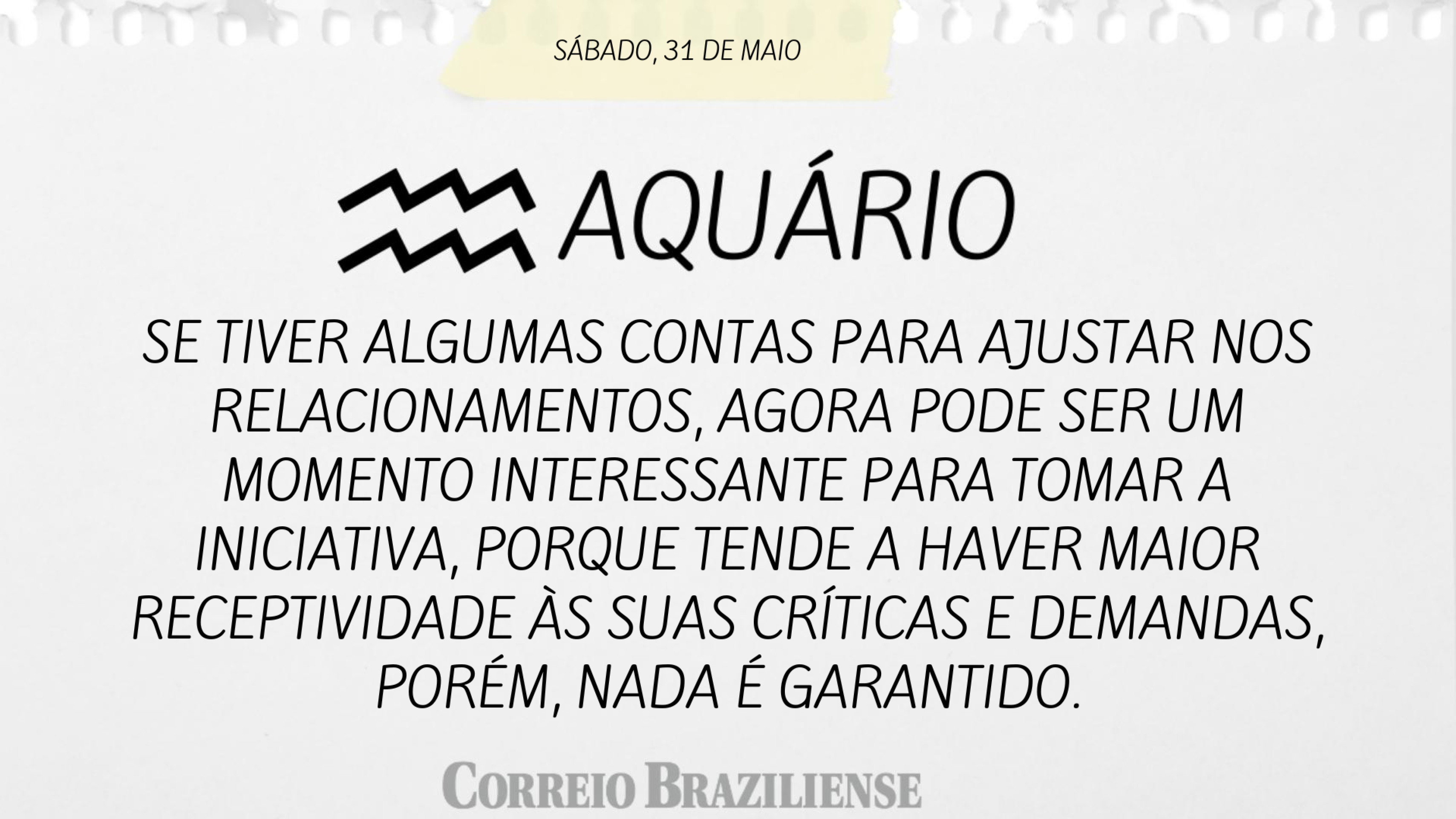 Horóscopo deste sábado