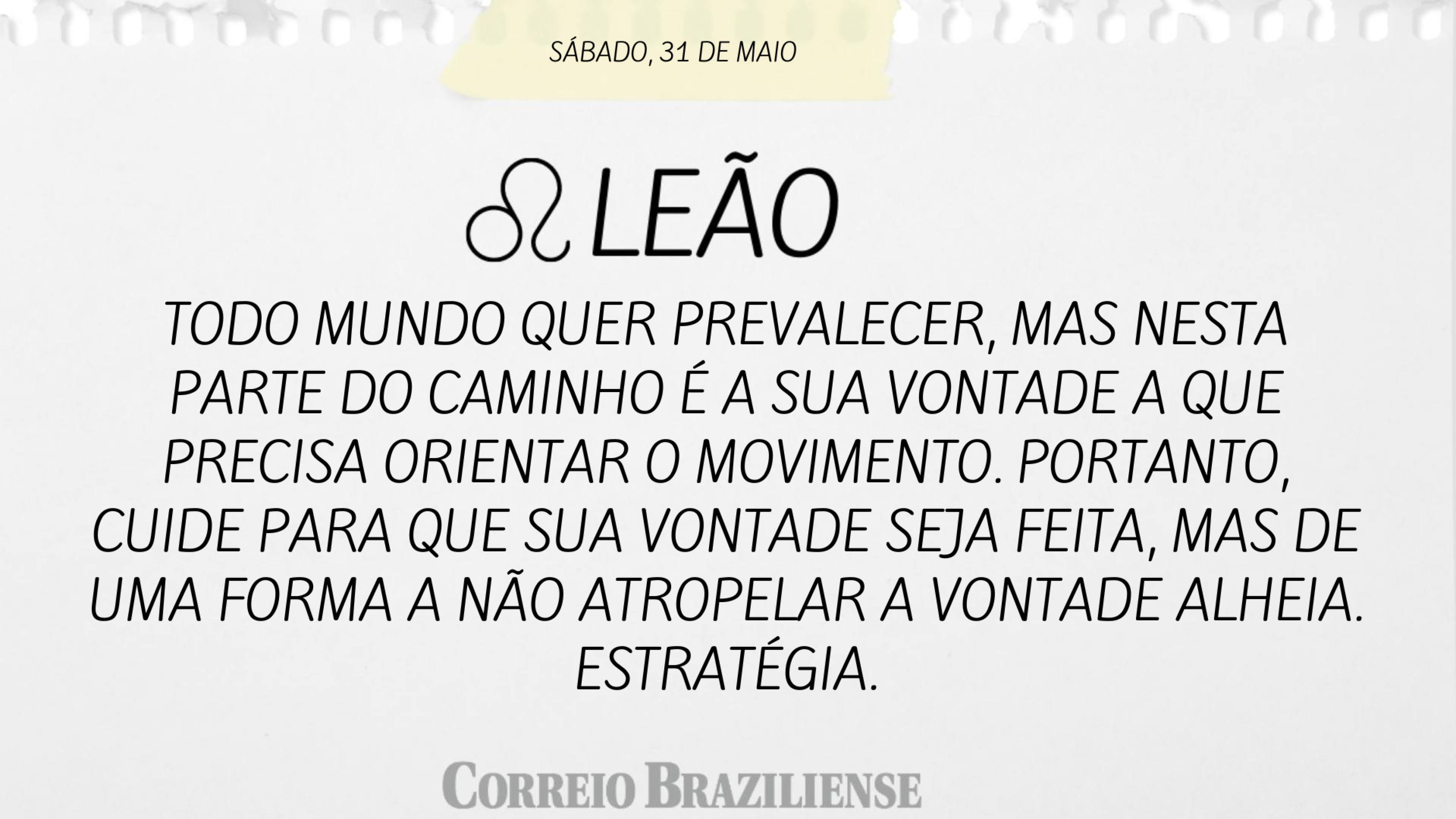 Horóscopo deste sábado