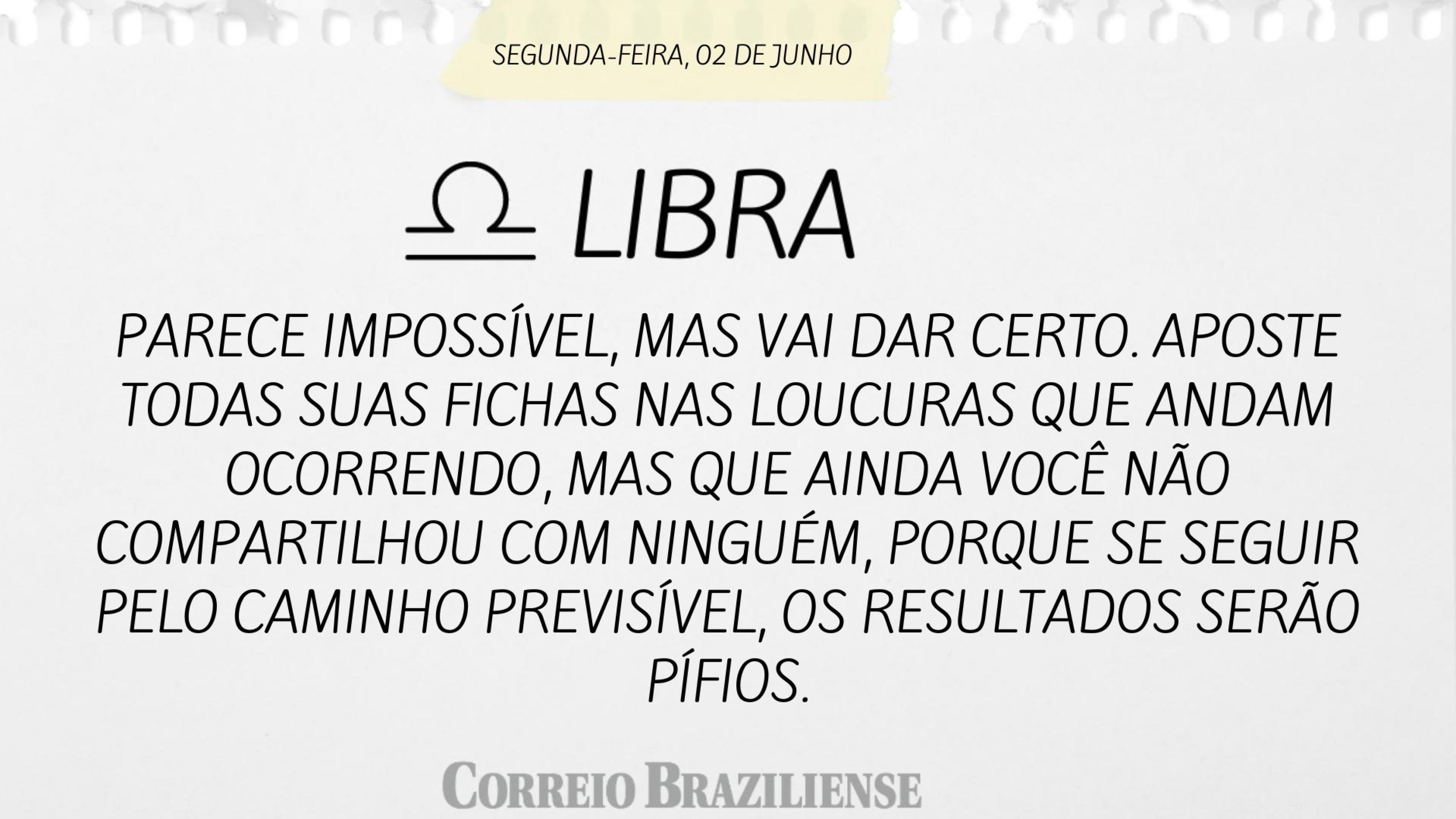 Hor&oacute;scopo desta segunda