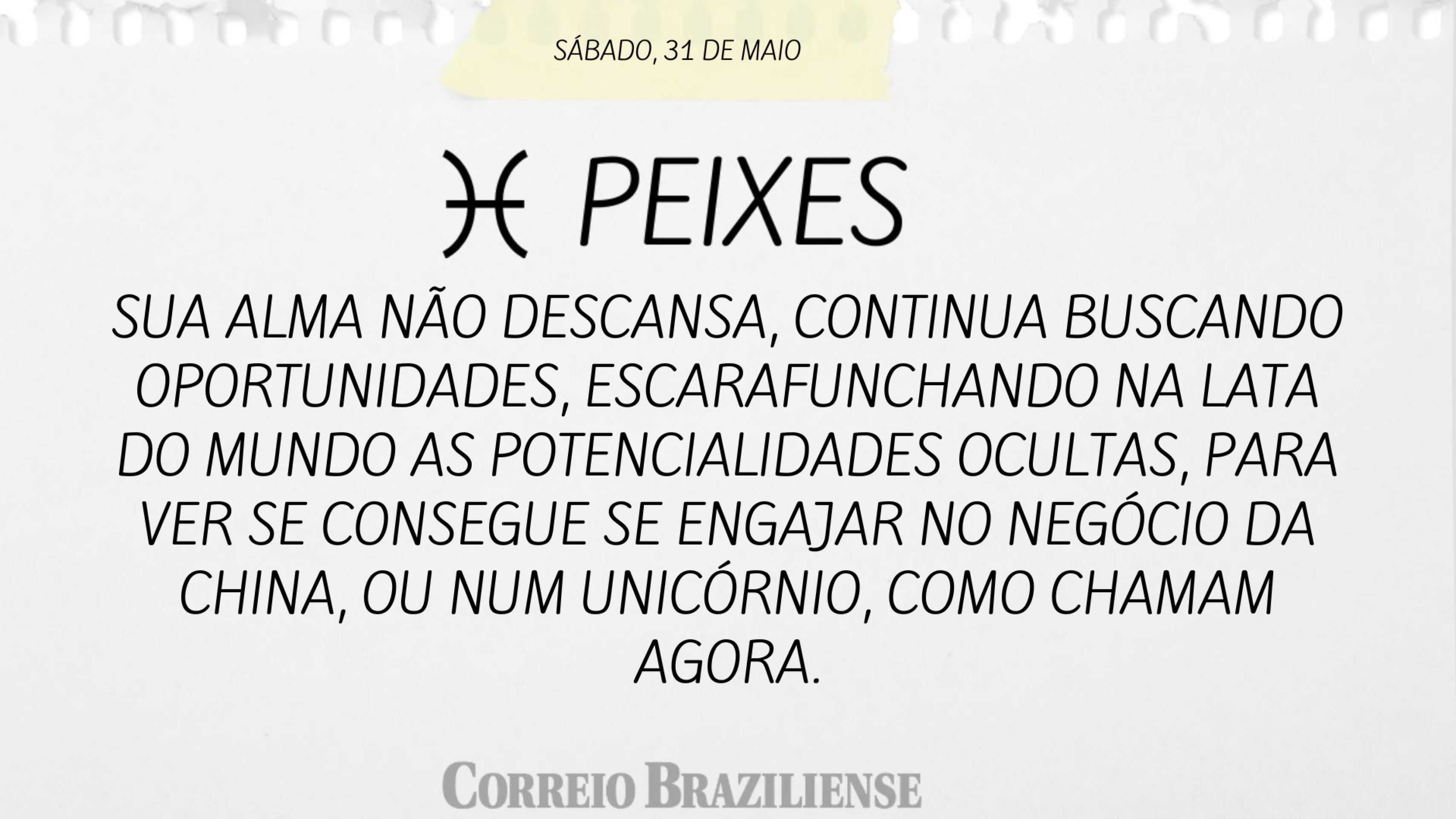 Horóscopo deste sábado