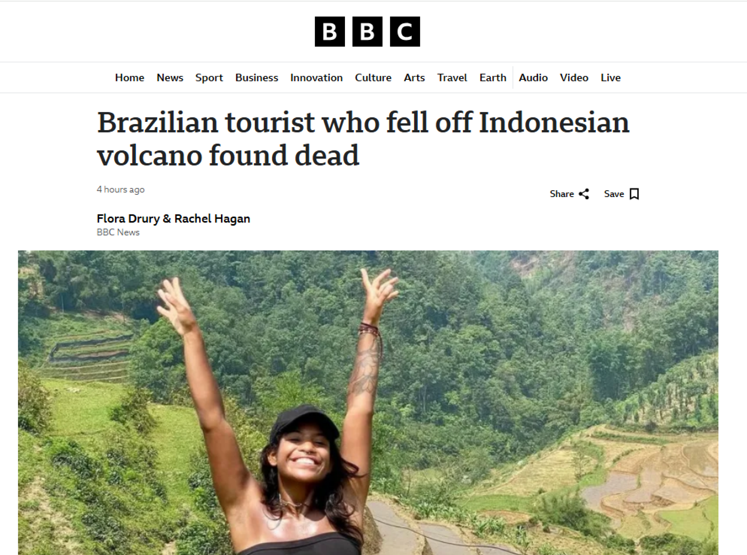 Imprensa internacional repercute morte de brasileira em trilha na Indonésia