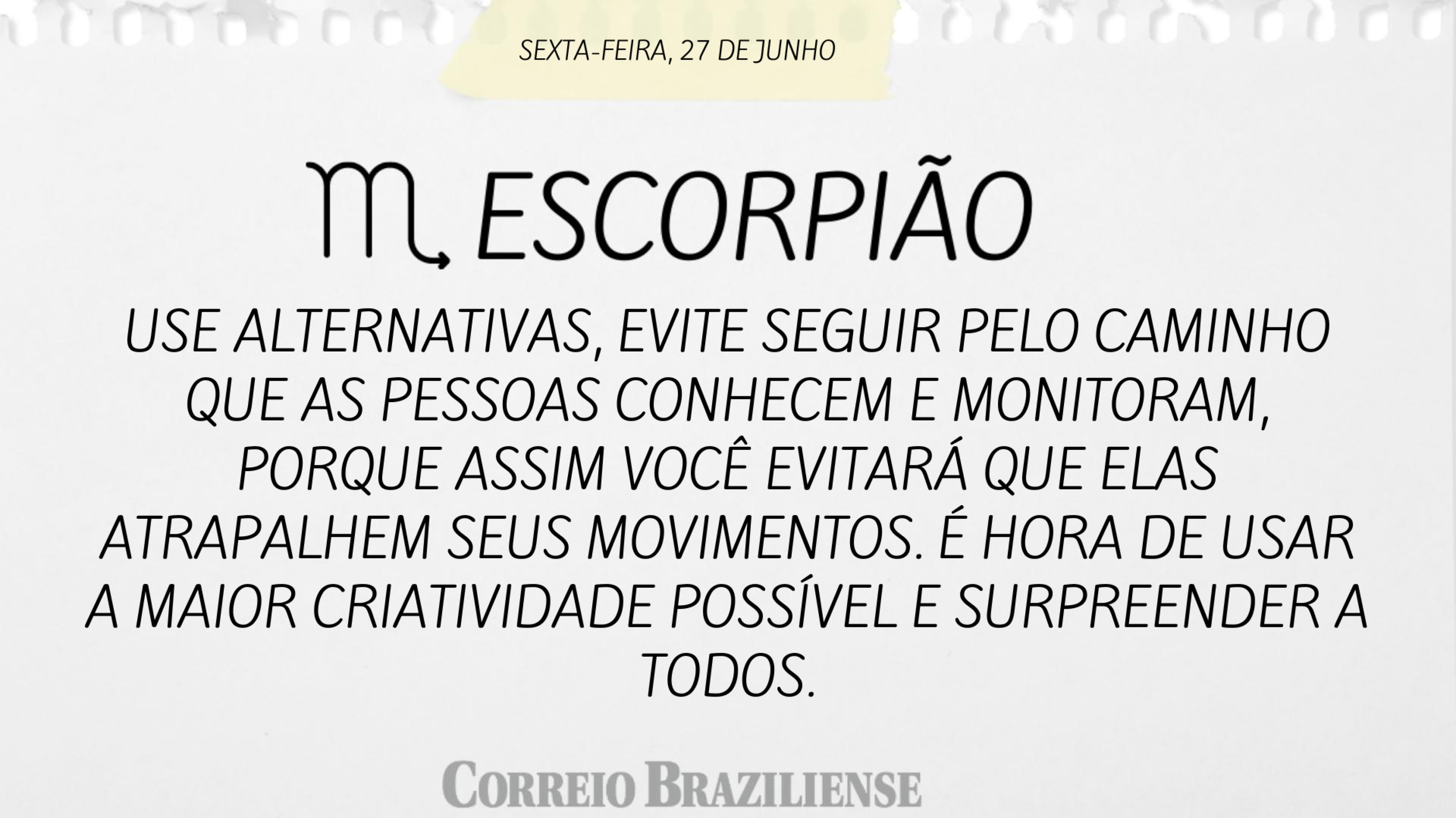 Hor&oacute;scopo | 27 de junho