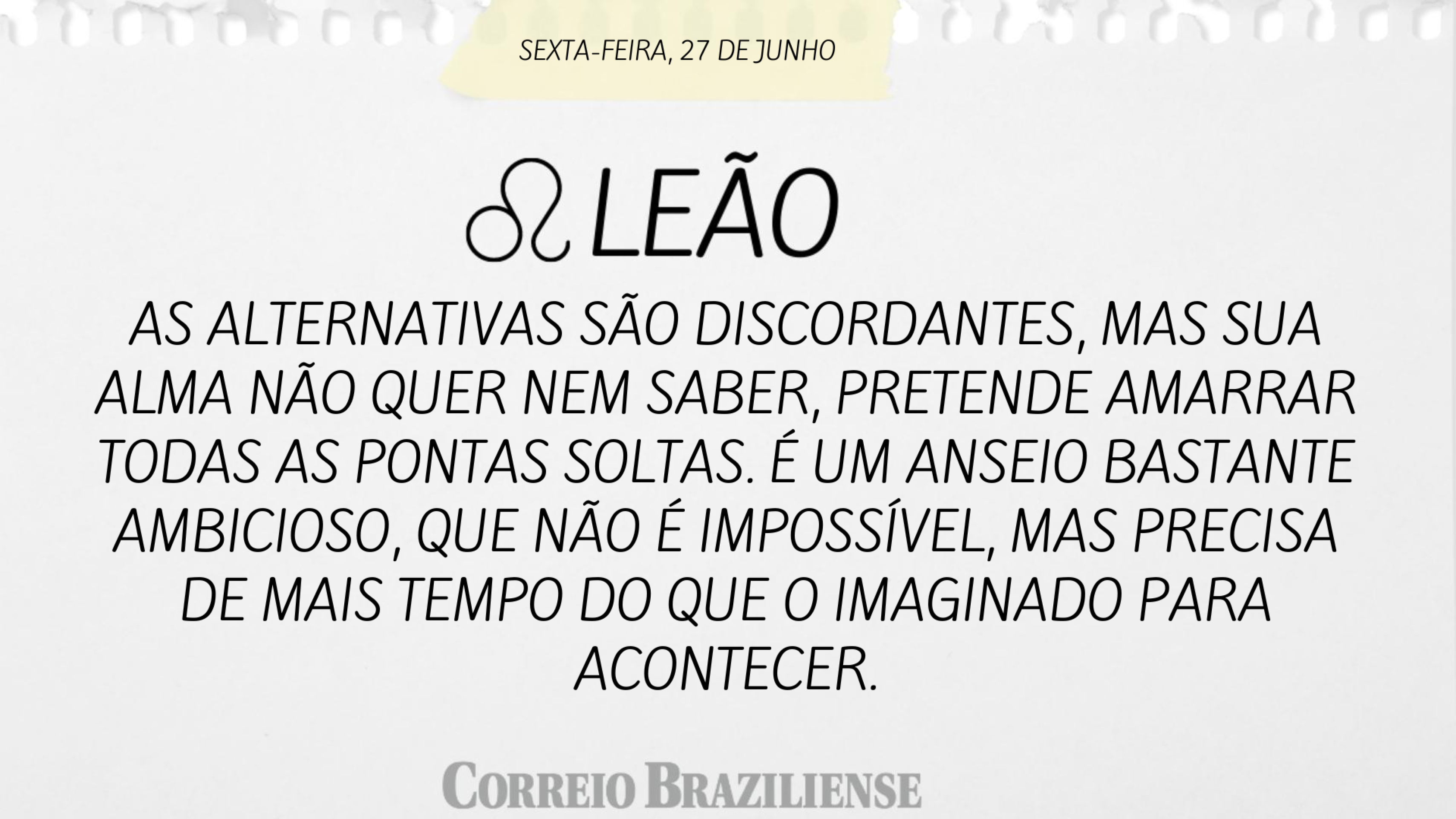 Hor&oacute;scopo | 27 de junho