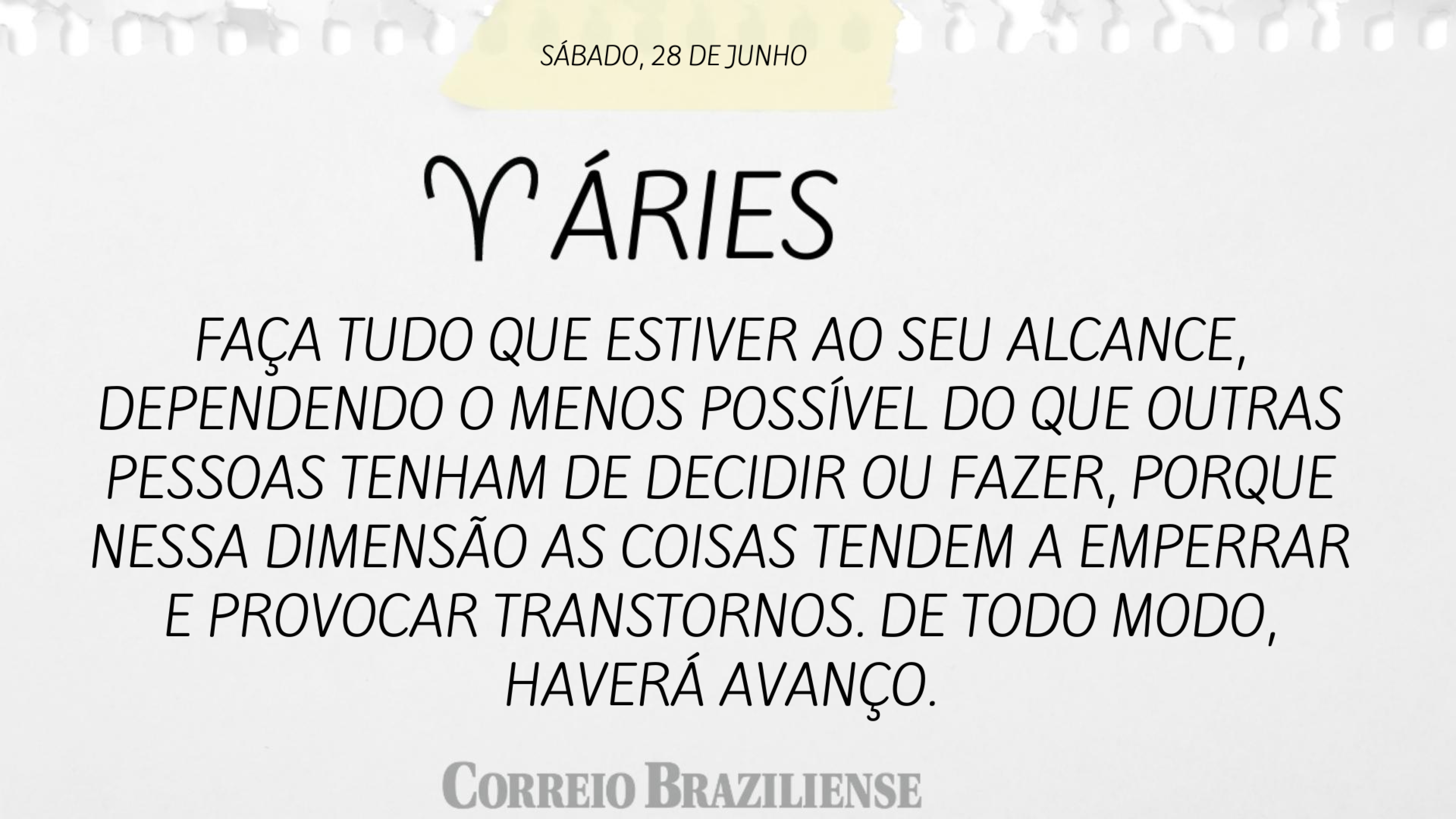 Horóscopo deste sábado