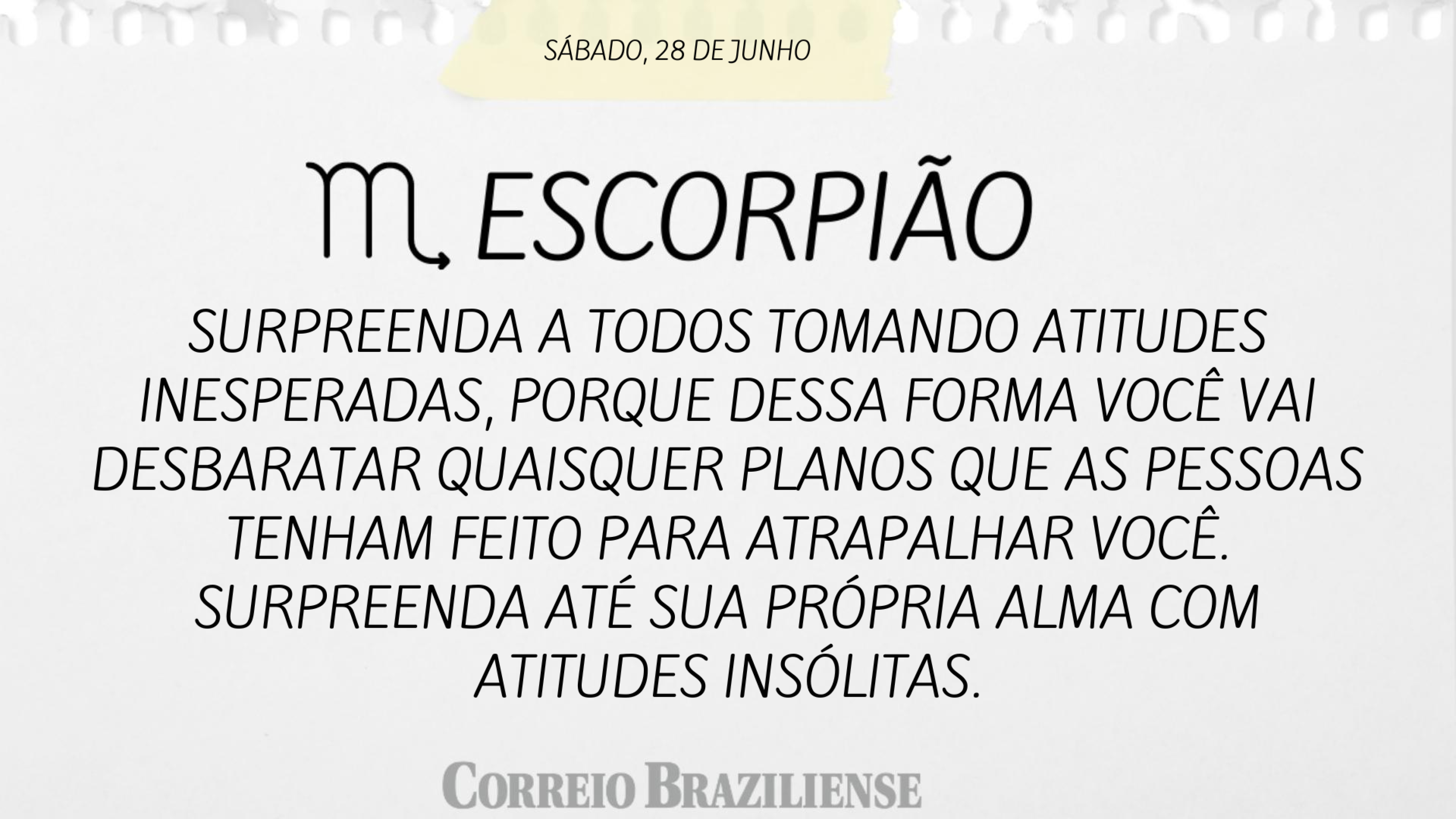 Horóscopo deste sábado