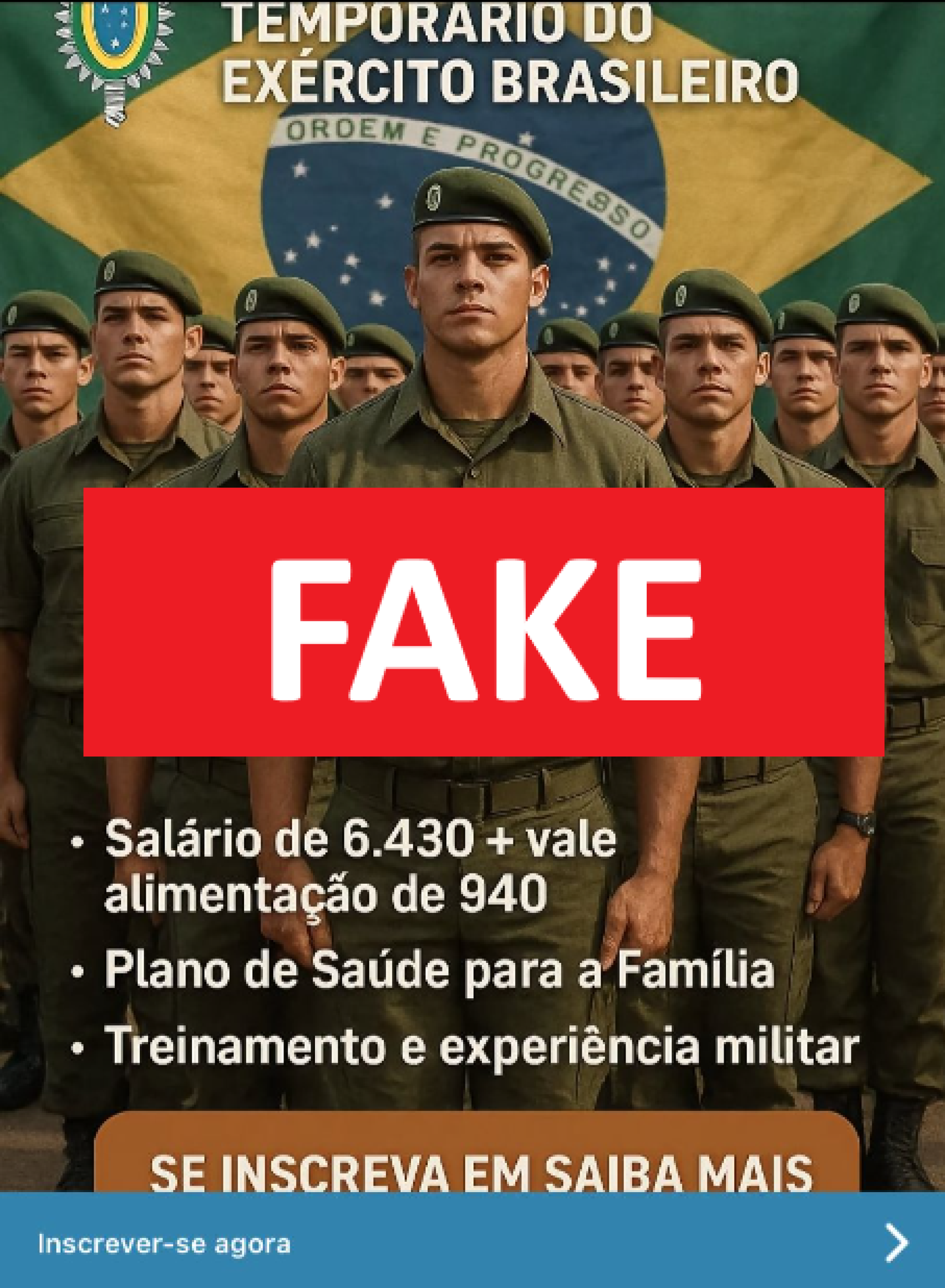 Exército Brasileiro alerta para golpes com falsas promessas de vagas e certificados militares nas redes sociais