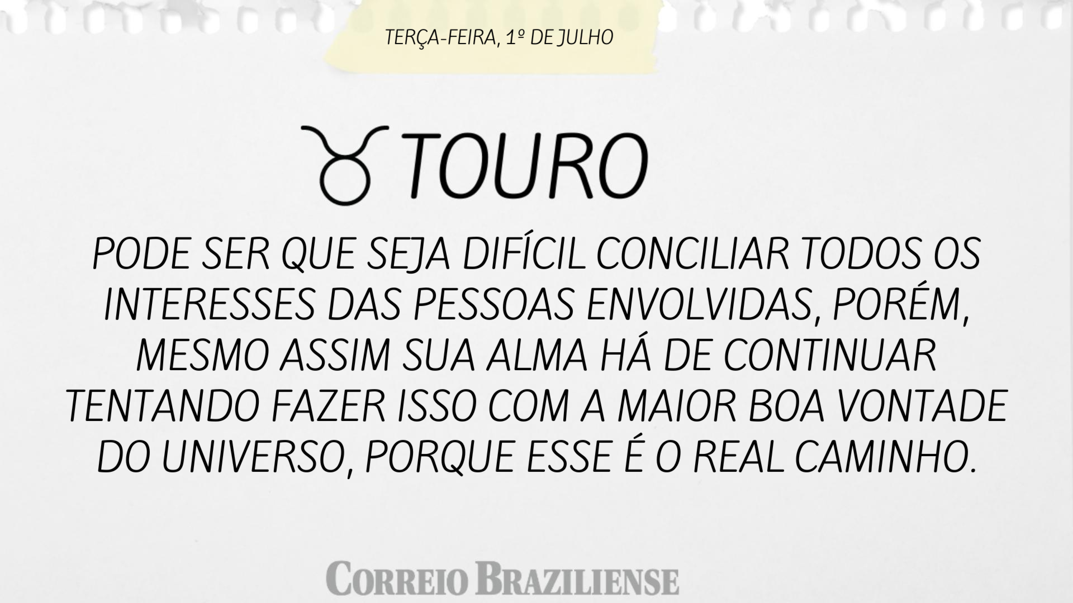 TOURO | 1&ordm; DE JULHO