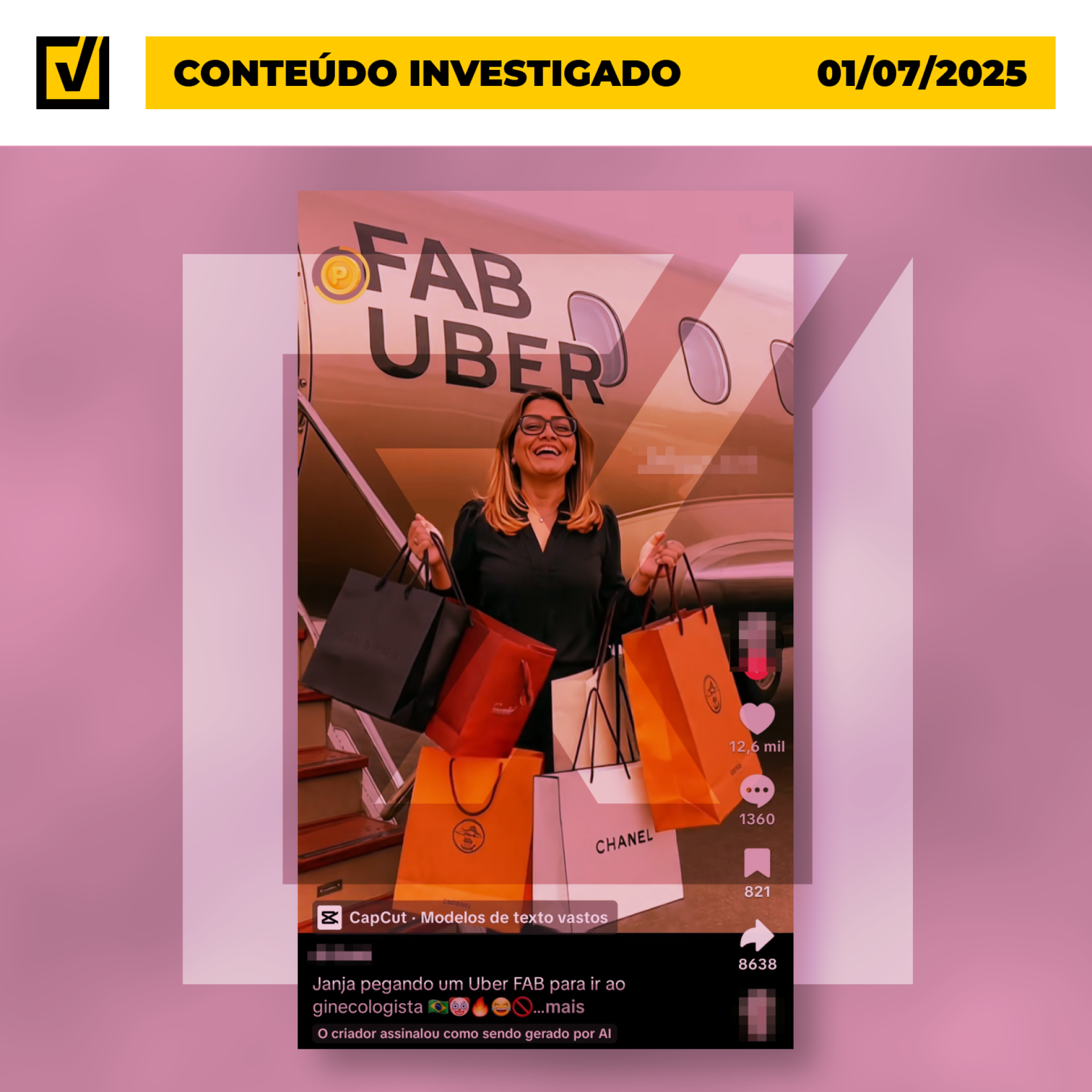Vídeo engana ao utilizar IA para simular Janja ostentando compras com dinheiro público