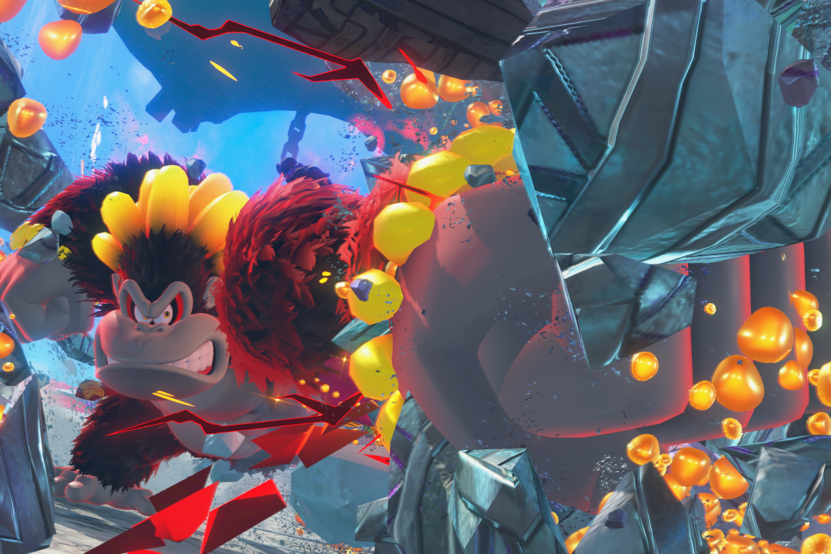 O poder Bananza torna DK mais poderoso, assim ele consegue destruir materiais mais resistentes com a força dos punhos.