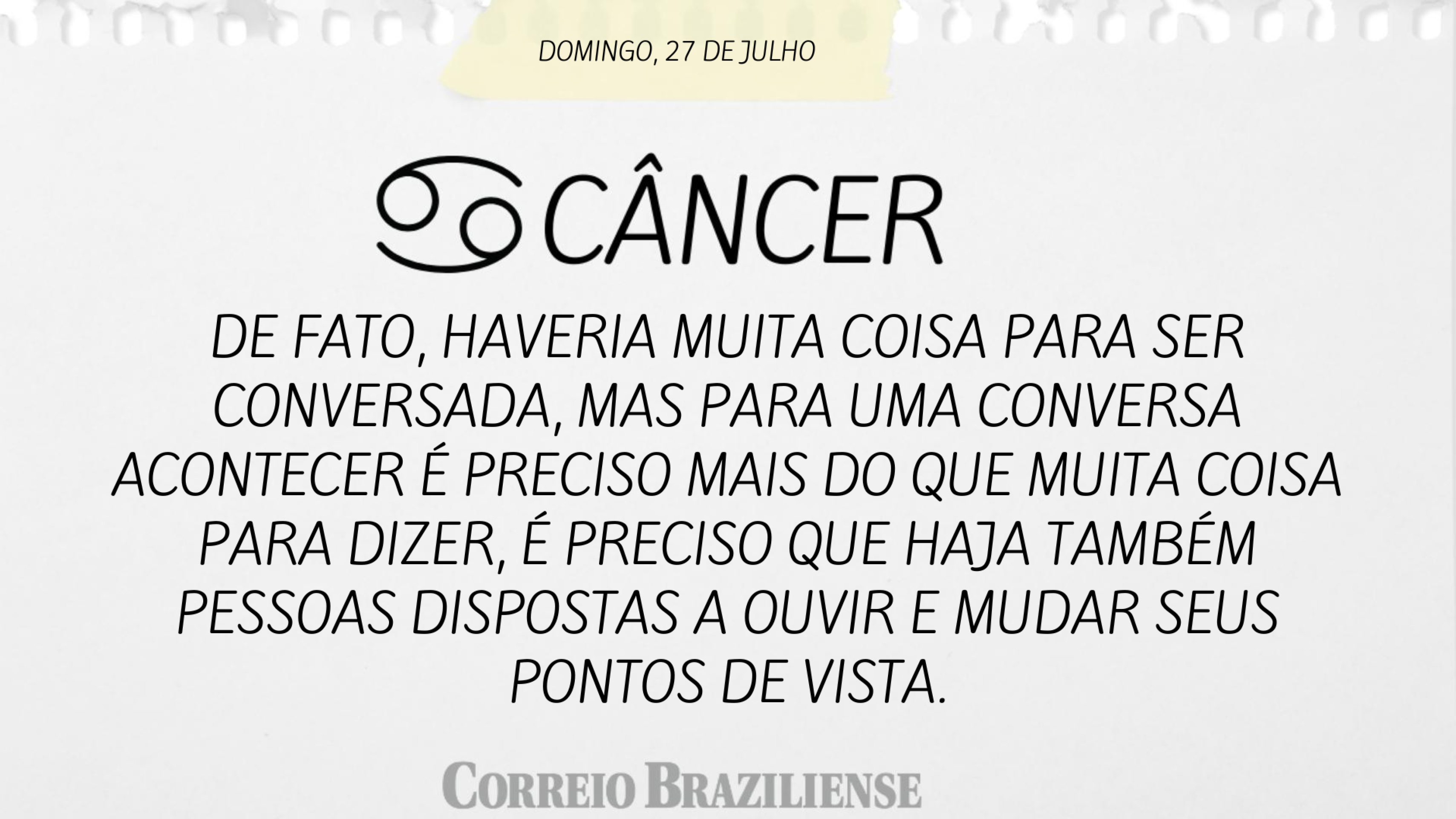 C&Acirc;NCER | 27 DE JULHO