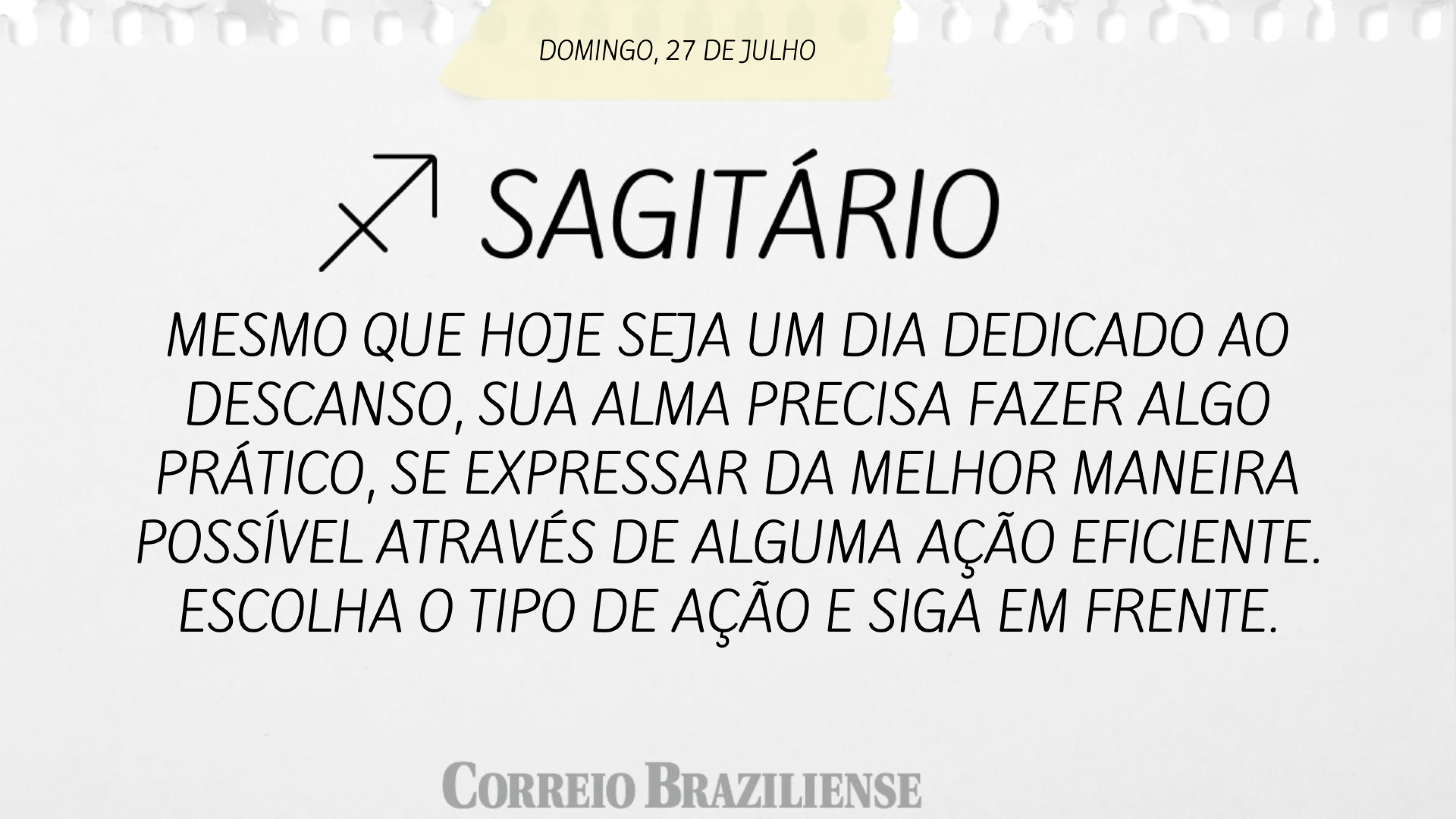 SAGIT&Aacute;RIO | 27 DE JULHO