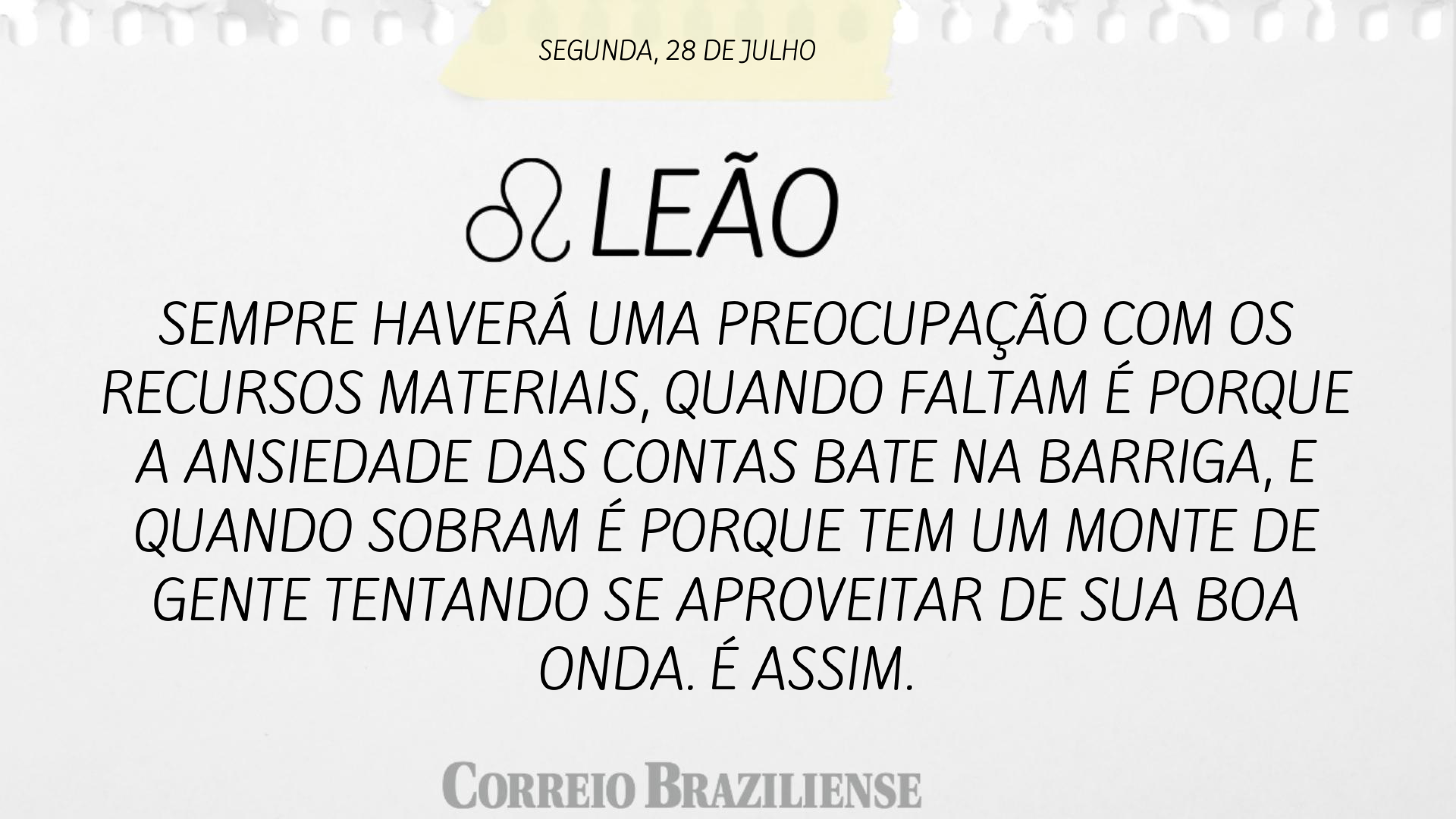 LE&Atilde;O | 28 DE JULHO