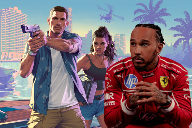 Nem o piloto da Ferrari resistiu a ansiedade de jogar GTA VI. - (crédito: Reprodução/ Ferrari/ Rockstar Games) Nem o piloto da Ferrari resistiu a ansiedade de jogar GTA VI. - (crédito: Reprodução/ Ferrari/ Rockstar Games)