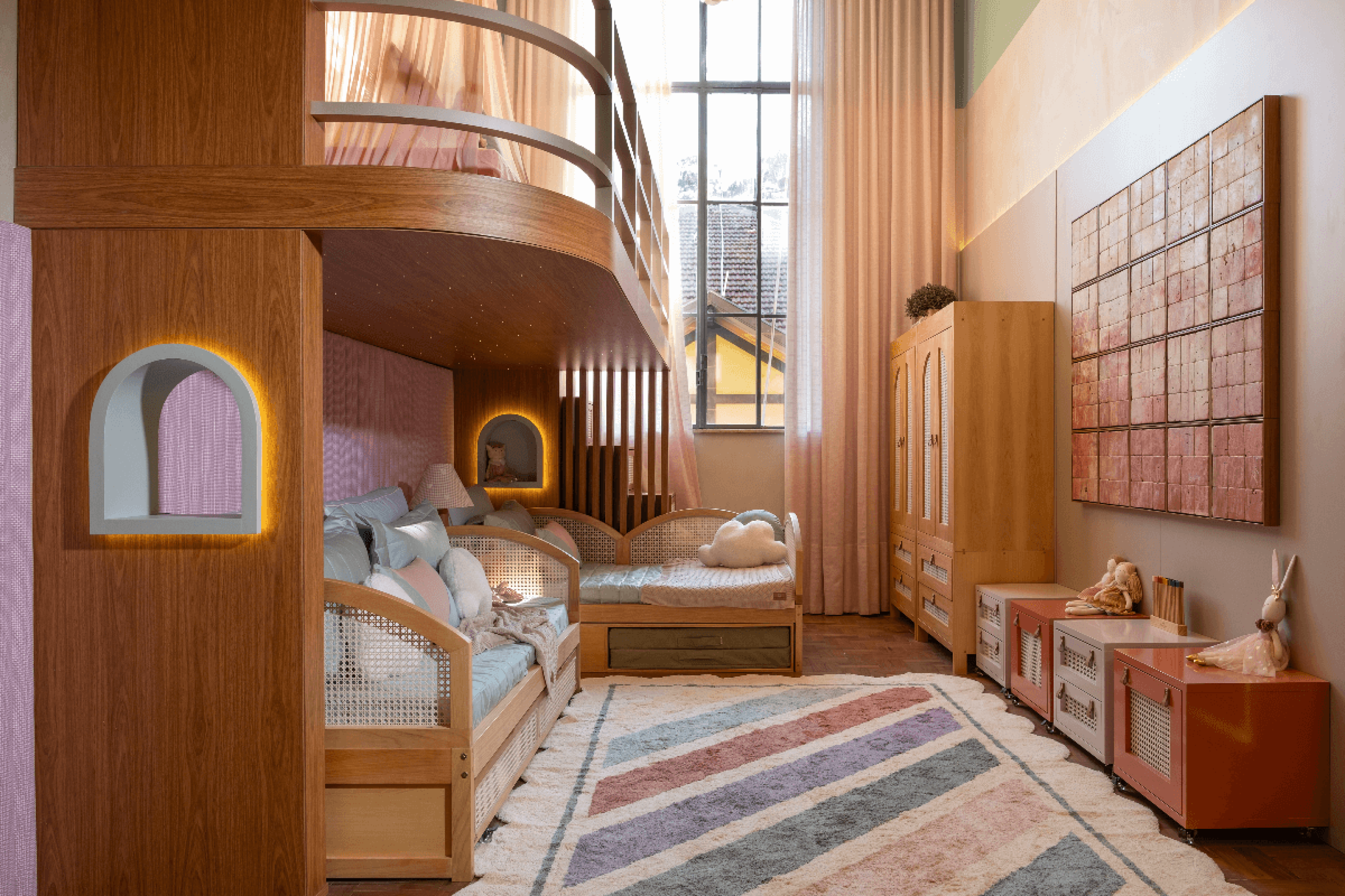 A decoração do quarto infantil pode acompanhar o desenvolvimento das crianças (Projeto: Marta Martins | Foto: Salvador Cordaro) - (crédito: EdiCase) A decoração do quarto infantil pode acompanhar o desenvolvimento das crianças (Projeto: Marta Martins | Foto: Salvador Cordaro) - (crédito: EdiCase)