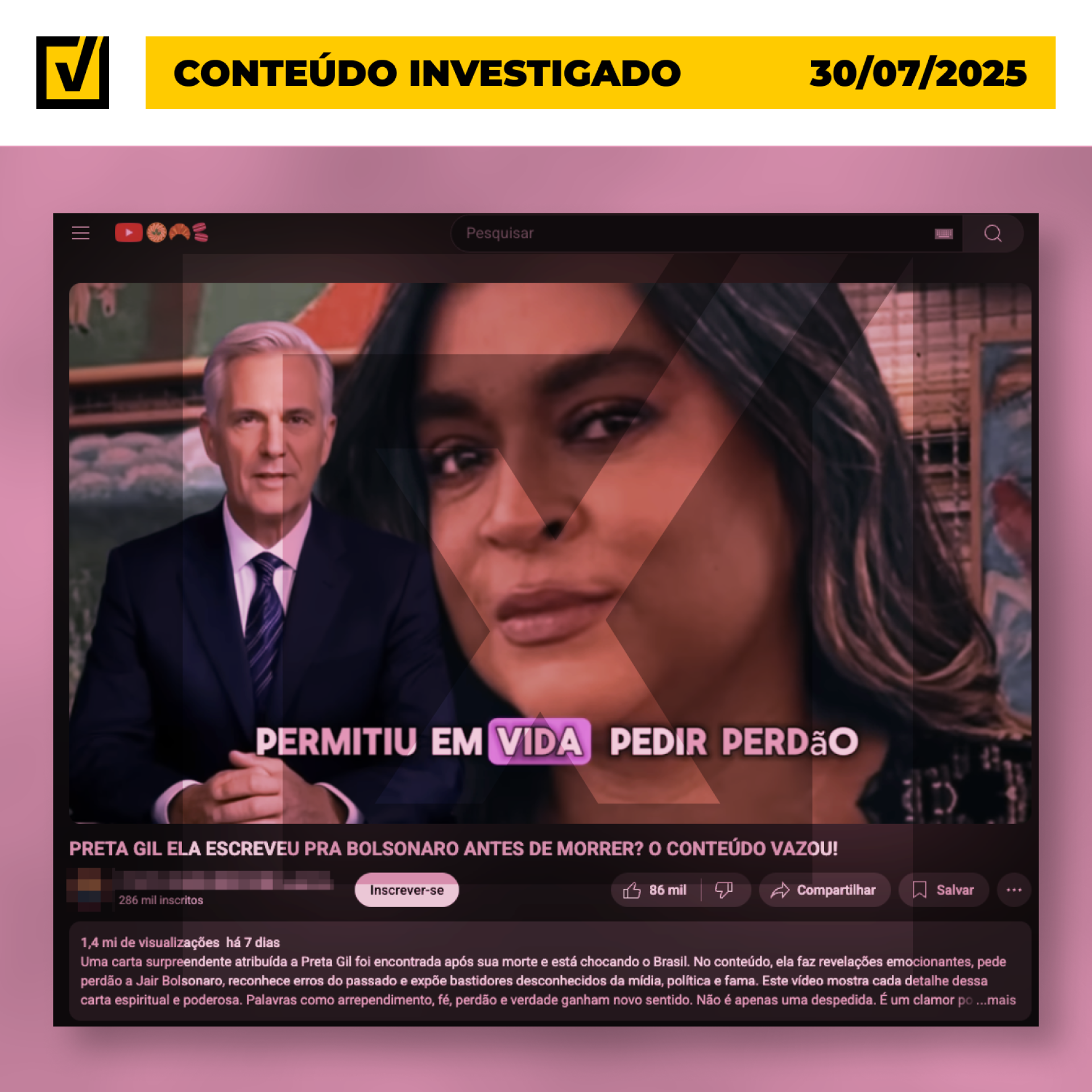 Conteúdo falso usa trecho inventado e manipula contexto de diálogo antigo da cantora com o ex-deputado - (crédito: Reprodução/Comprova) Conteúdo falso usa trecho inventado e manipula contexto de diálogo antigo da cantora com o ex-deputado - (crédito: Reprodução/Comprova)