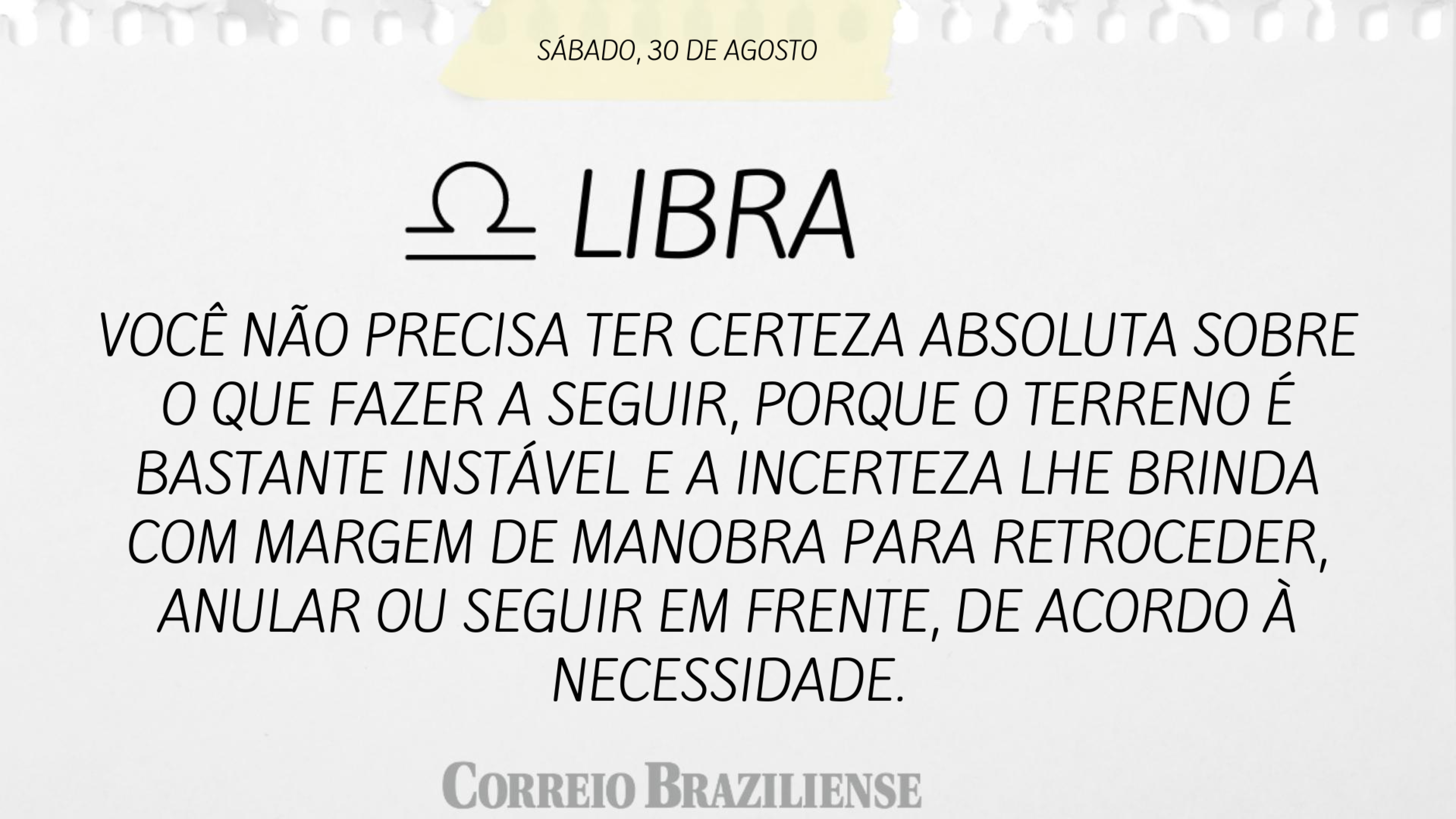 Horóscopo deste sábado