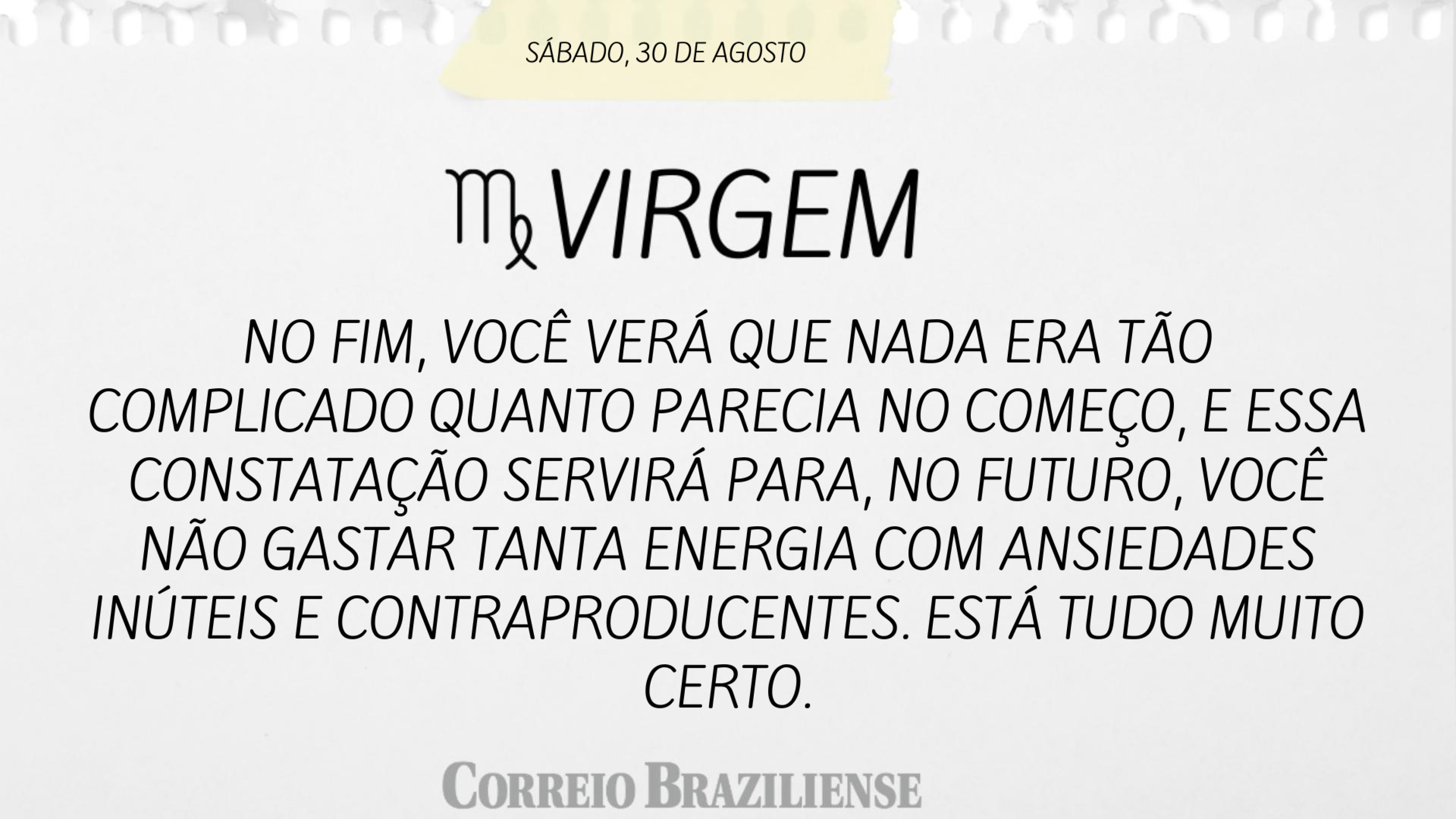 Horóscopo deste sábado