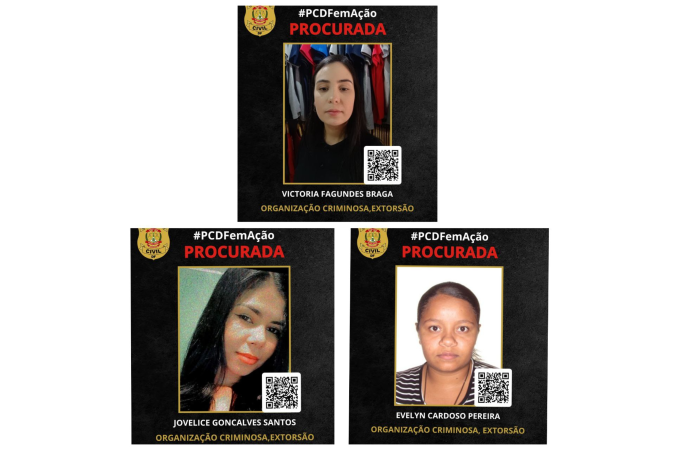 Criminosas estão foragidas da polícia - (crédito: PCDF/Divulgação) Criminosas estão foragidas da polícia - (crédito: PCDF/Divulgação)