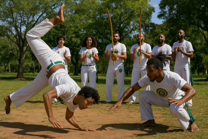 Brasília recebe o 1º Festival de Capoeira Inclusiva no Taguaparque
- (crédito: Divulgação ) Brasília recebe o 1º Festival de Capoeira Inclusiva no Taguaparque
- (crédito: Divulgação )