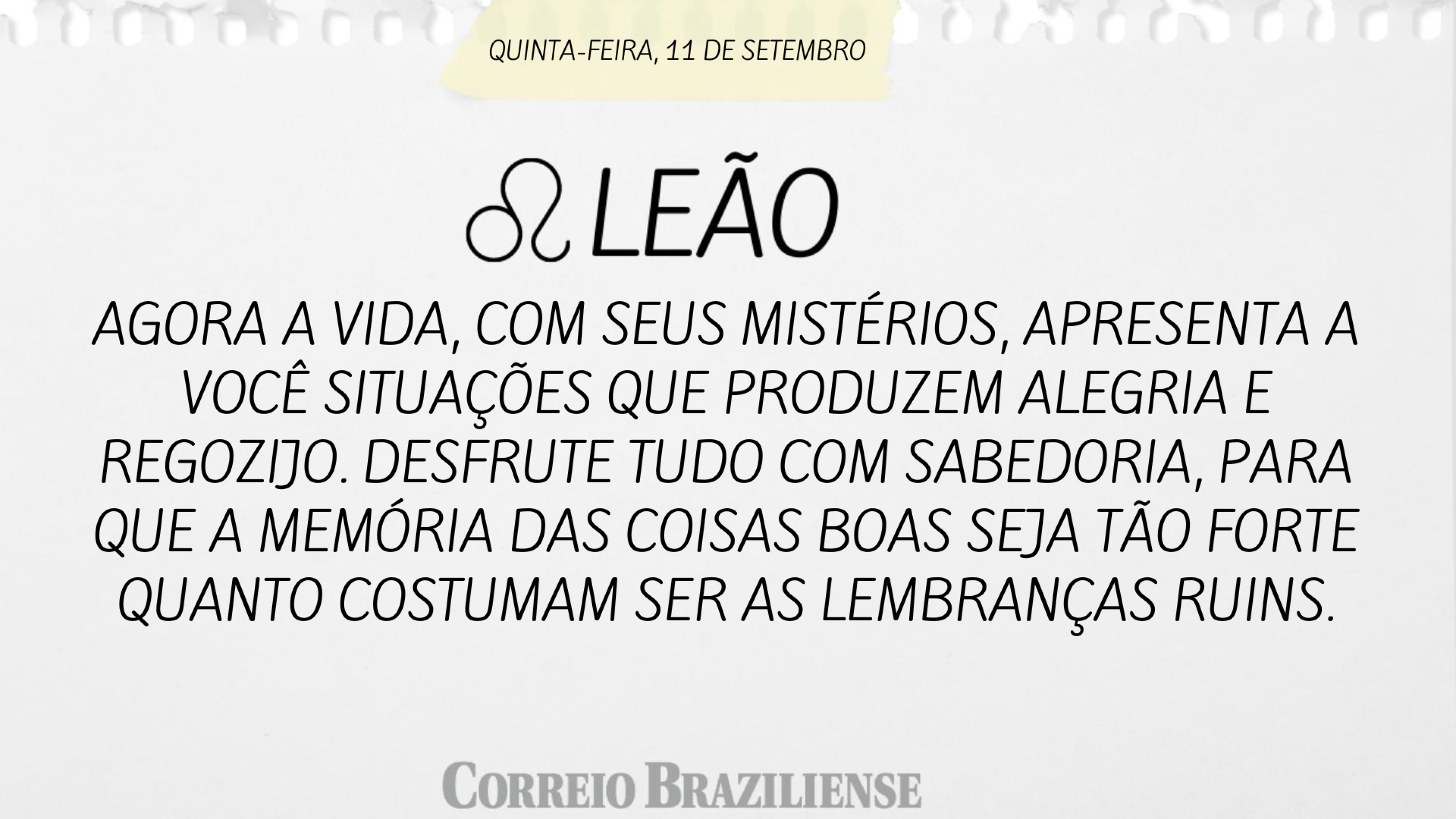 Hor&oacute;scopo do dia | 11 de setembro