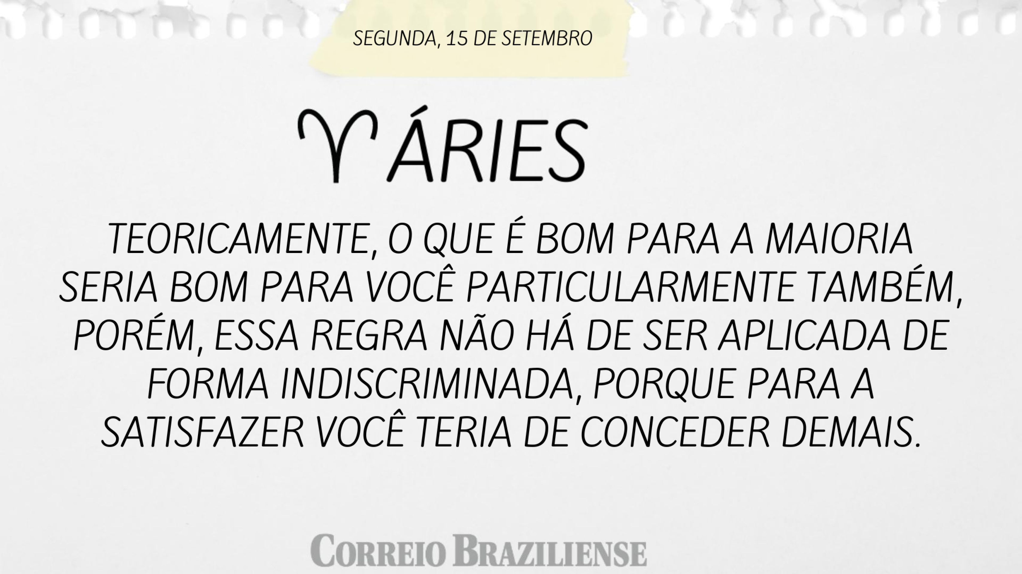 Hor&oacute;scopo | 15 de setembro