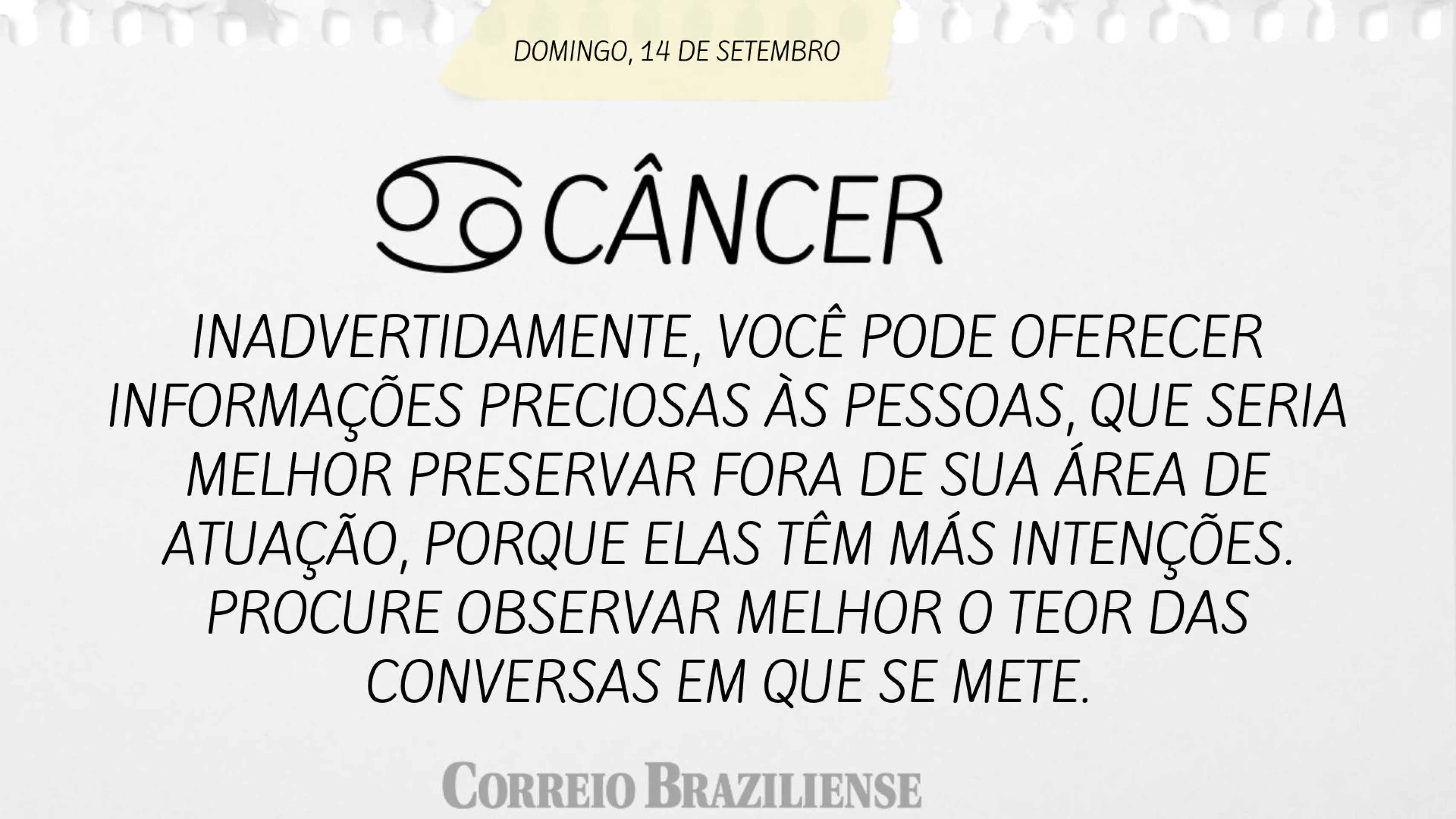 Hor&oacute;scopo | 14 de setembro